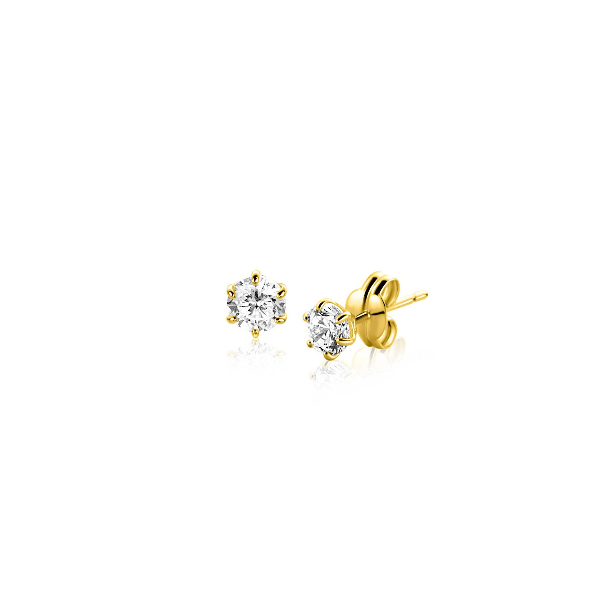 ZINZI GOLD oorknopjes zirconia 6poot chaton 4.5mm