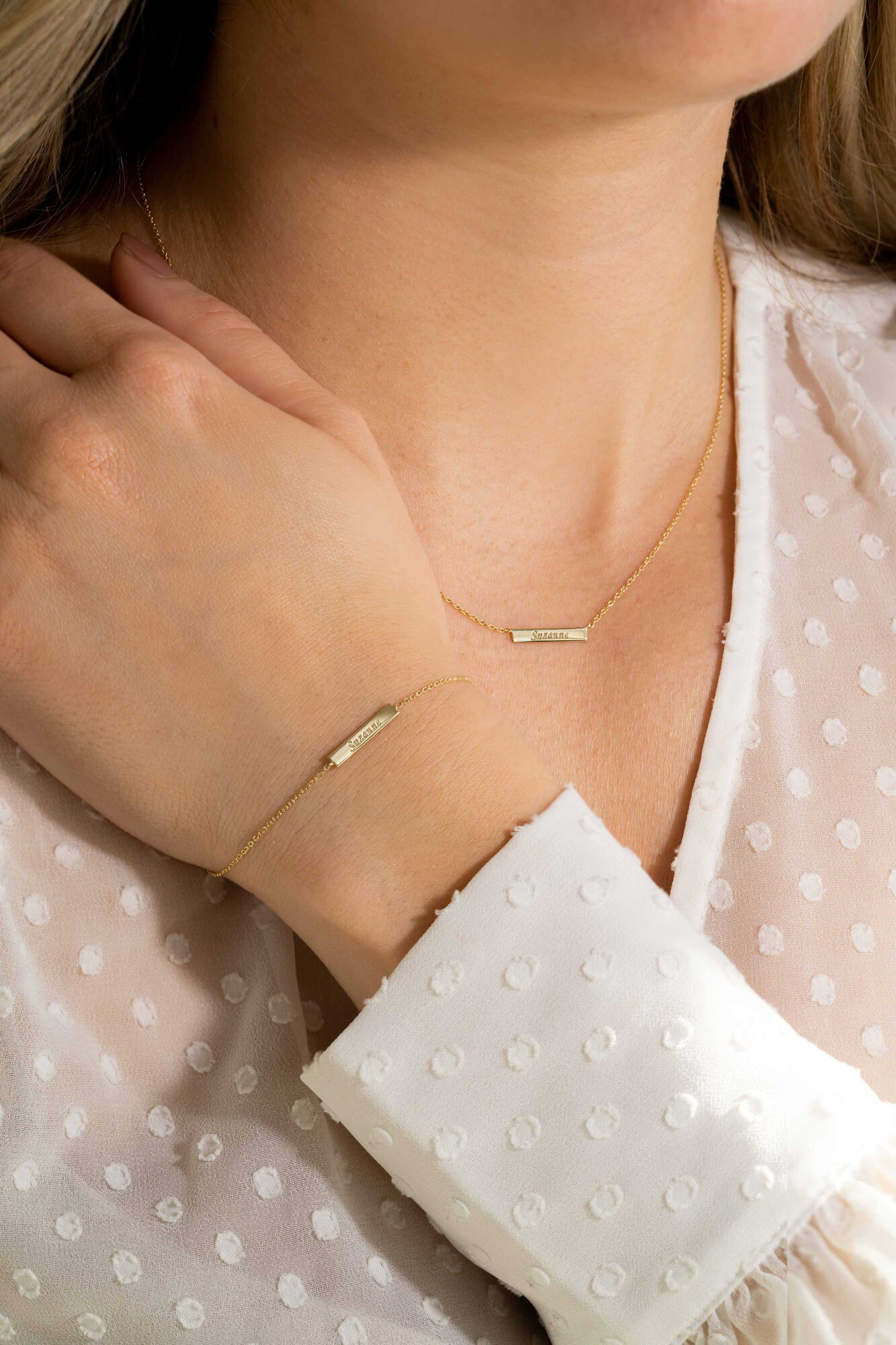 ZINZI 14K Gold Necklace Bar 42cm ZGC176