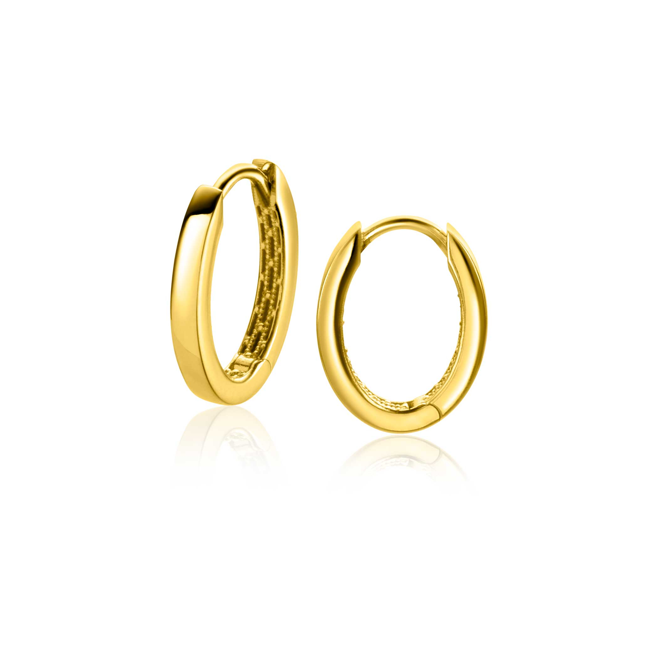 15mm ZINZI 14K Gold Oval Hoop Earrings Square Tube 15 x 2mm ZGO322