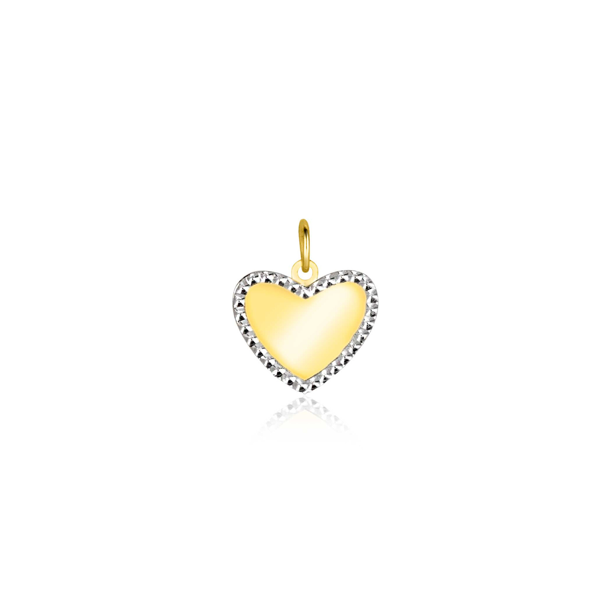 10mm ZINZI 14K Gold Pendant Shiny Heart with White Gold Pearls ZGH364-10 (excl. necklace)