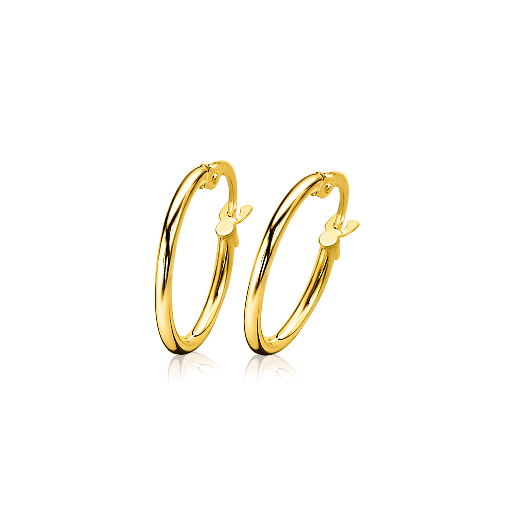 ZINZI 14K Gold Hoop Earrings Round Tube 17,5 x 1,5mm ZGO128