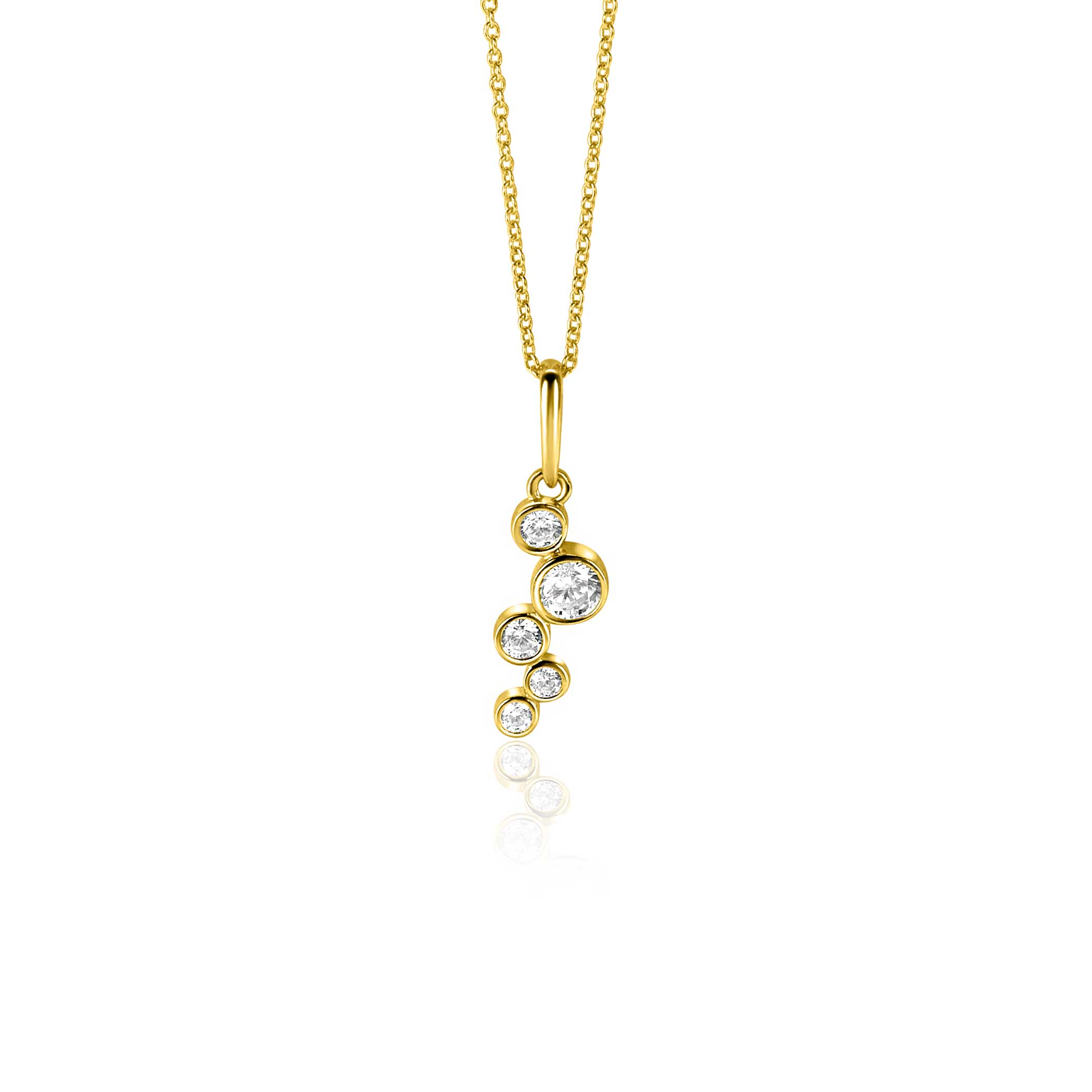 17mm ZINZI Gold 14 ct gold pendant with round settings set with white cubic zirconias ZGH513 (no necklace)