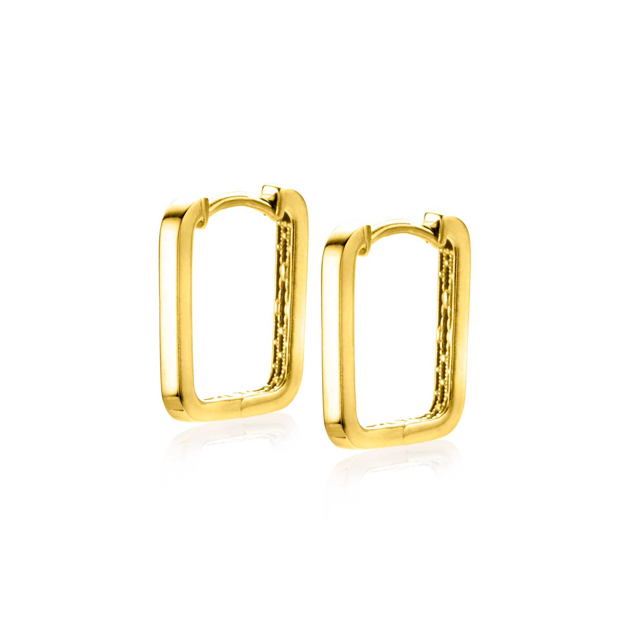 16mm ZINZI 14K Gold Rectangular Hoop Earrings Square Tube 16 x 2mm ZGO425
