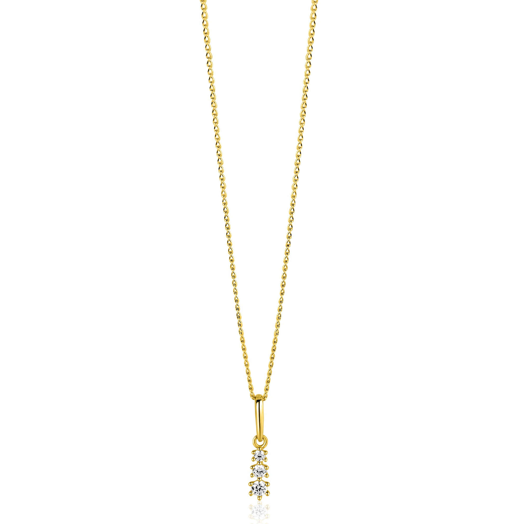 ZINZI GOLD hanger 3x zirconia aflopend