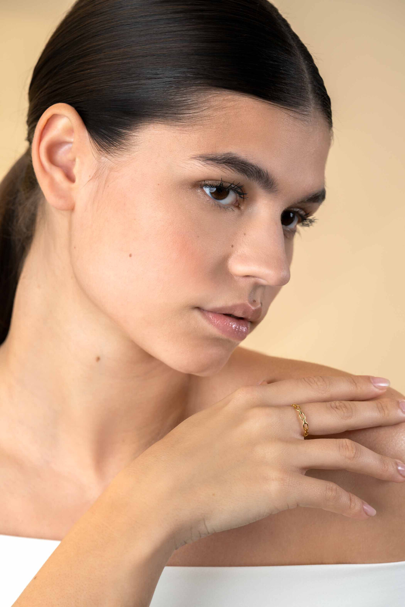 ZINZI 14K Gold Ring Oval Chain 3mm width ZGR368