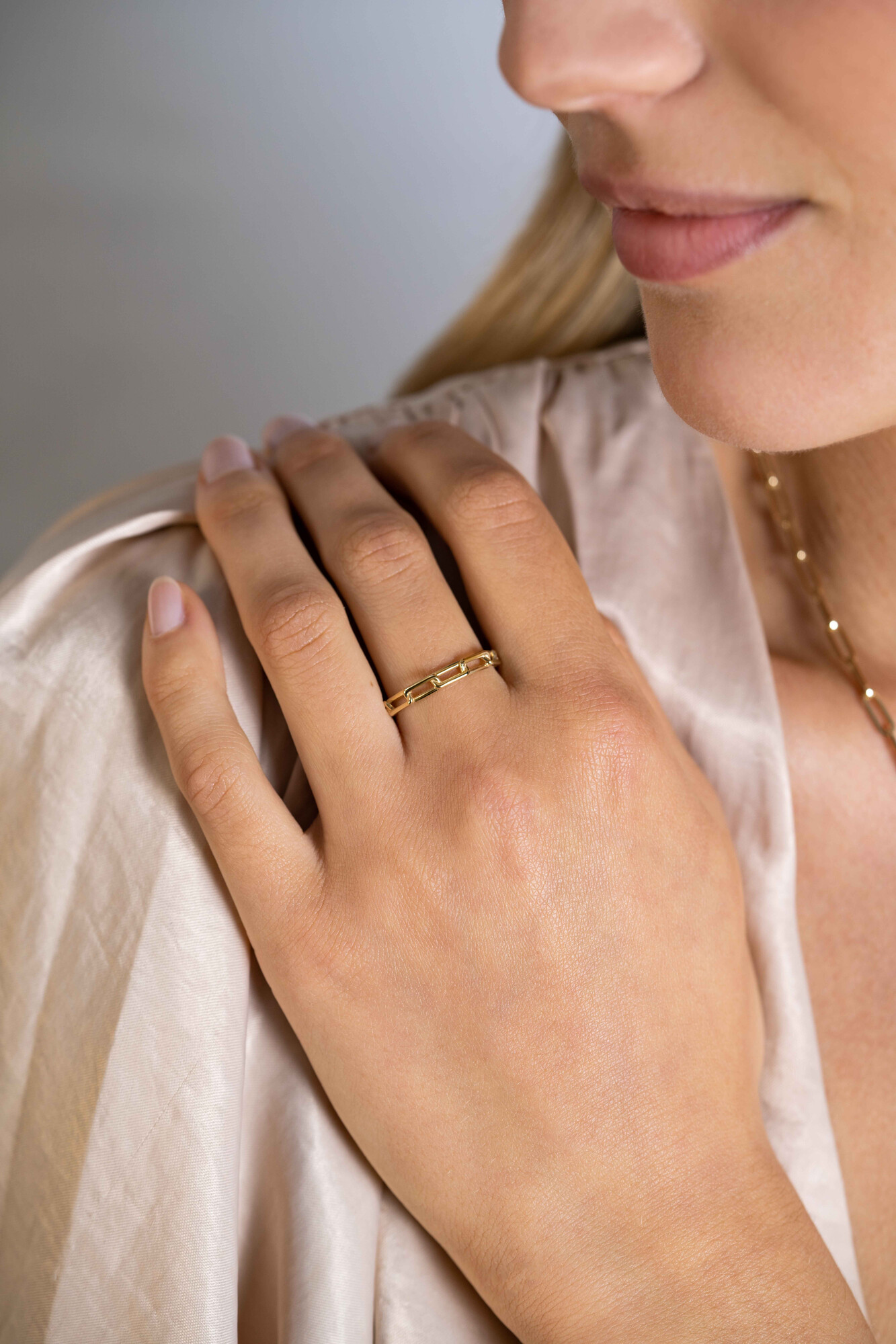 ZINZI 14K Gold Chain Ring Paperclip 3mm width ZGR346