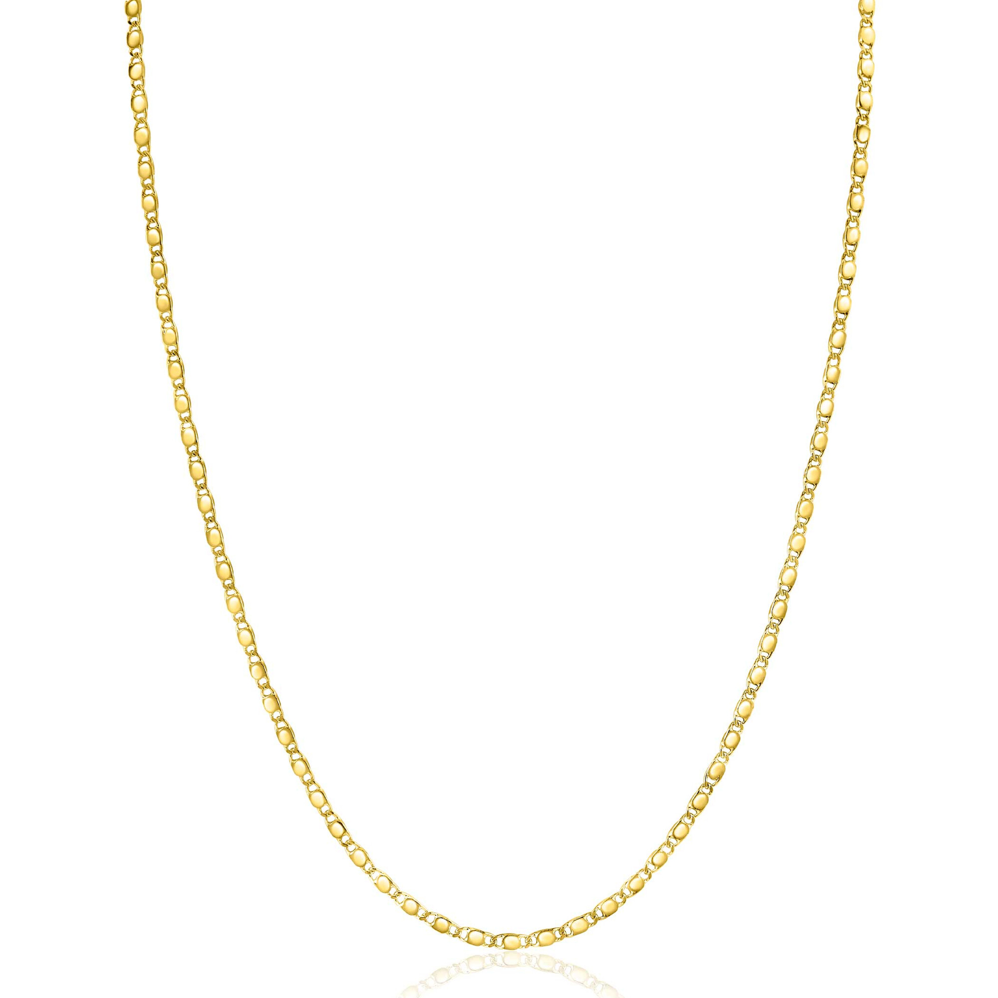 ZINZI Gold 14 karat solid gold chain necklace with shiny fantasy plates, 1.7mm wide, 41-43cm long ZGC497
