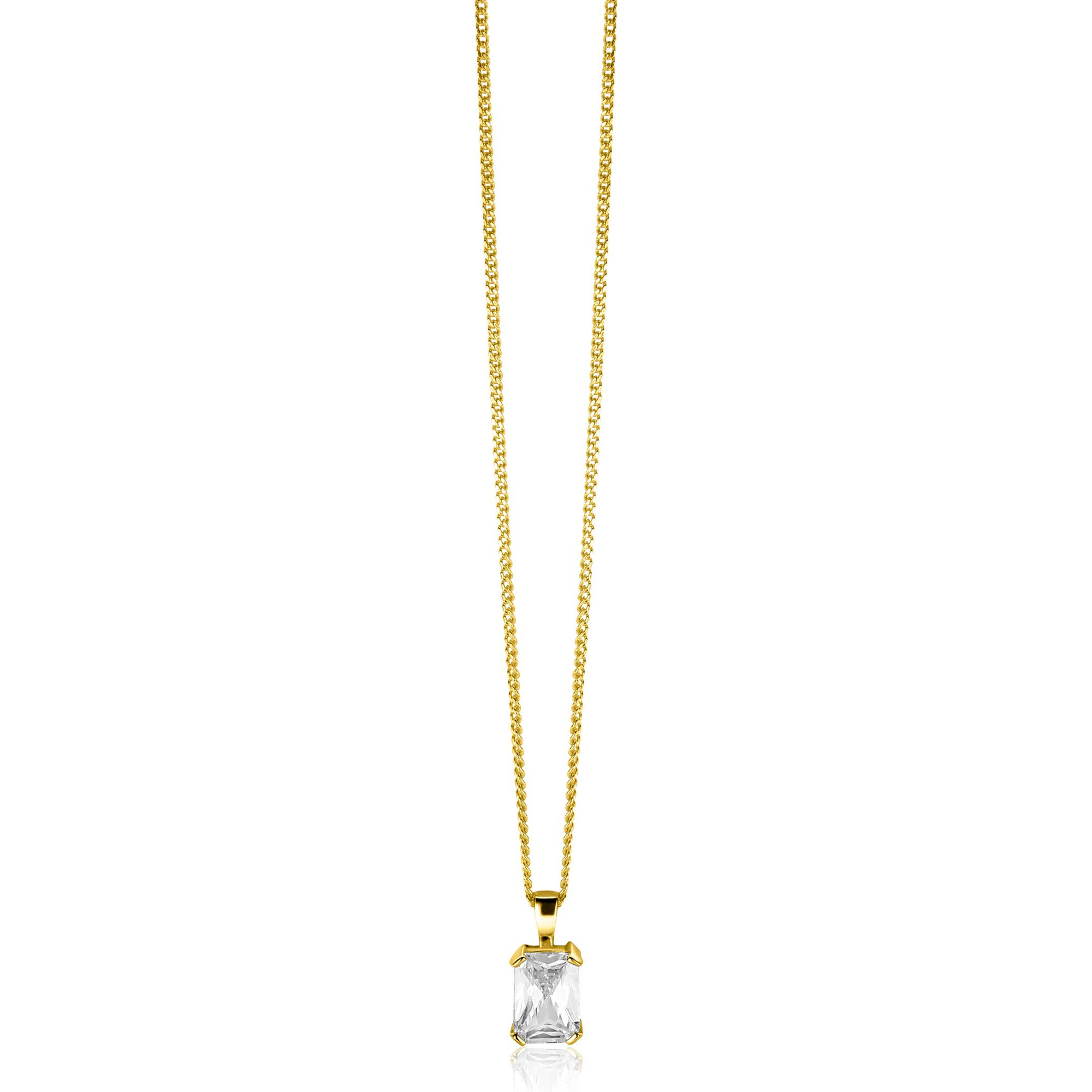 11mm ZINZI Gold 14 ct gold pendant with a rectangular white cubic zirconia in a bezel setting ZGH509 (no necklace)