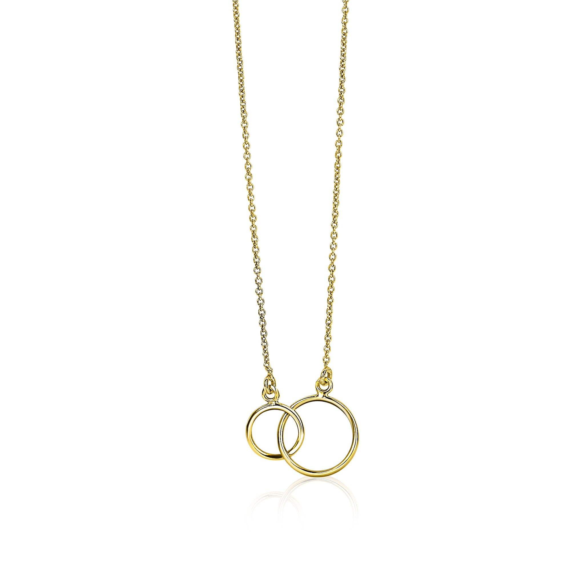 ZINZI 14K Gold Necklace with 2 Connected Open Circles 42cm ZGC115