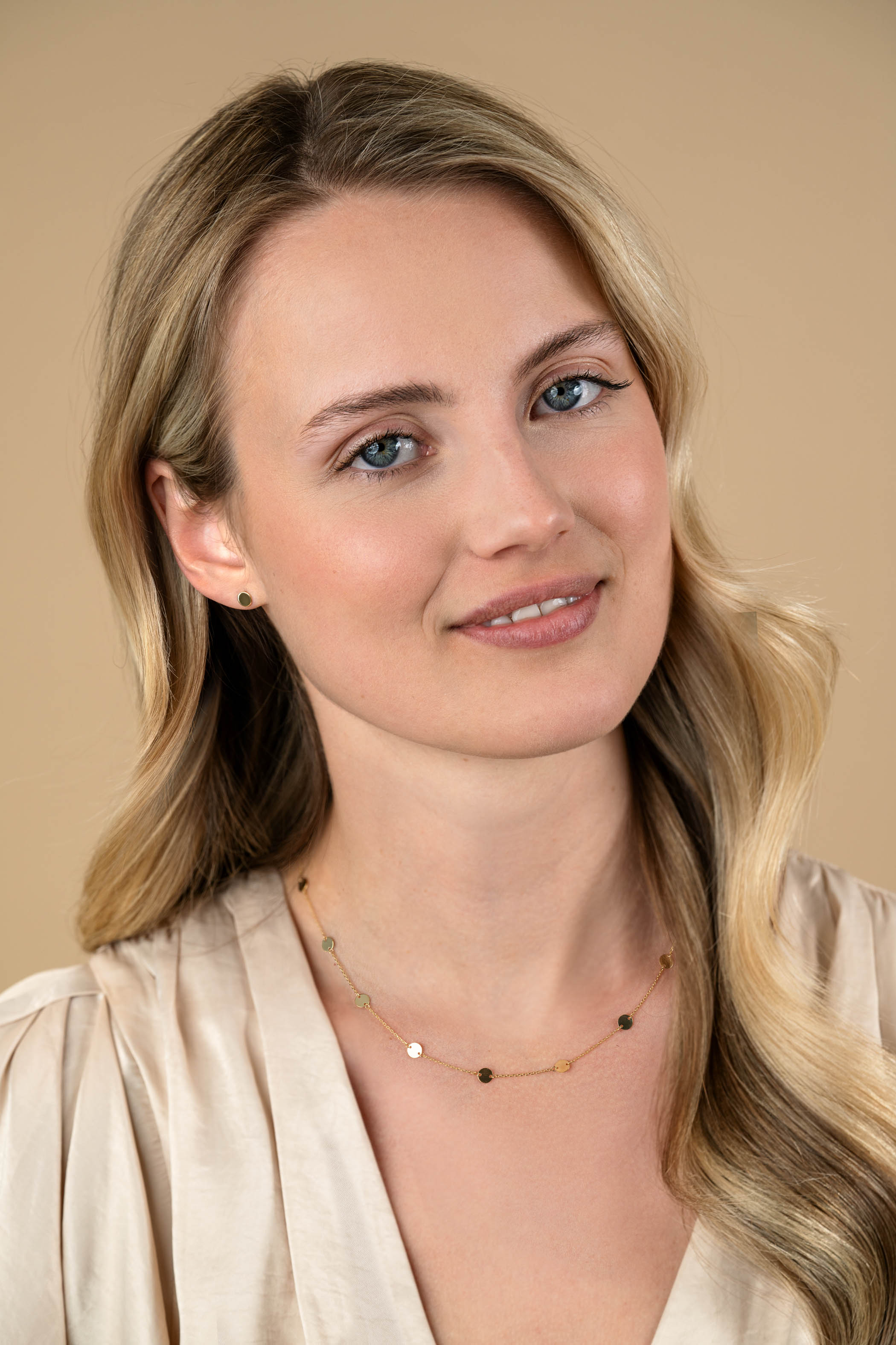 5mm ZINZI Gold 14 karat gold smooth round ear studs 5mm ZGO503
