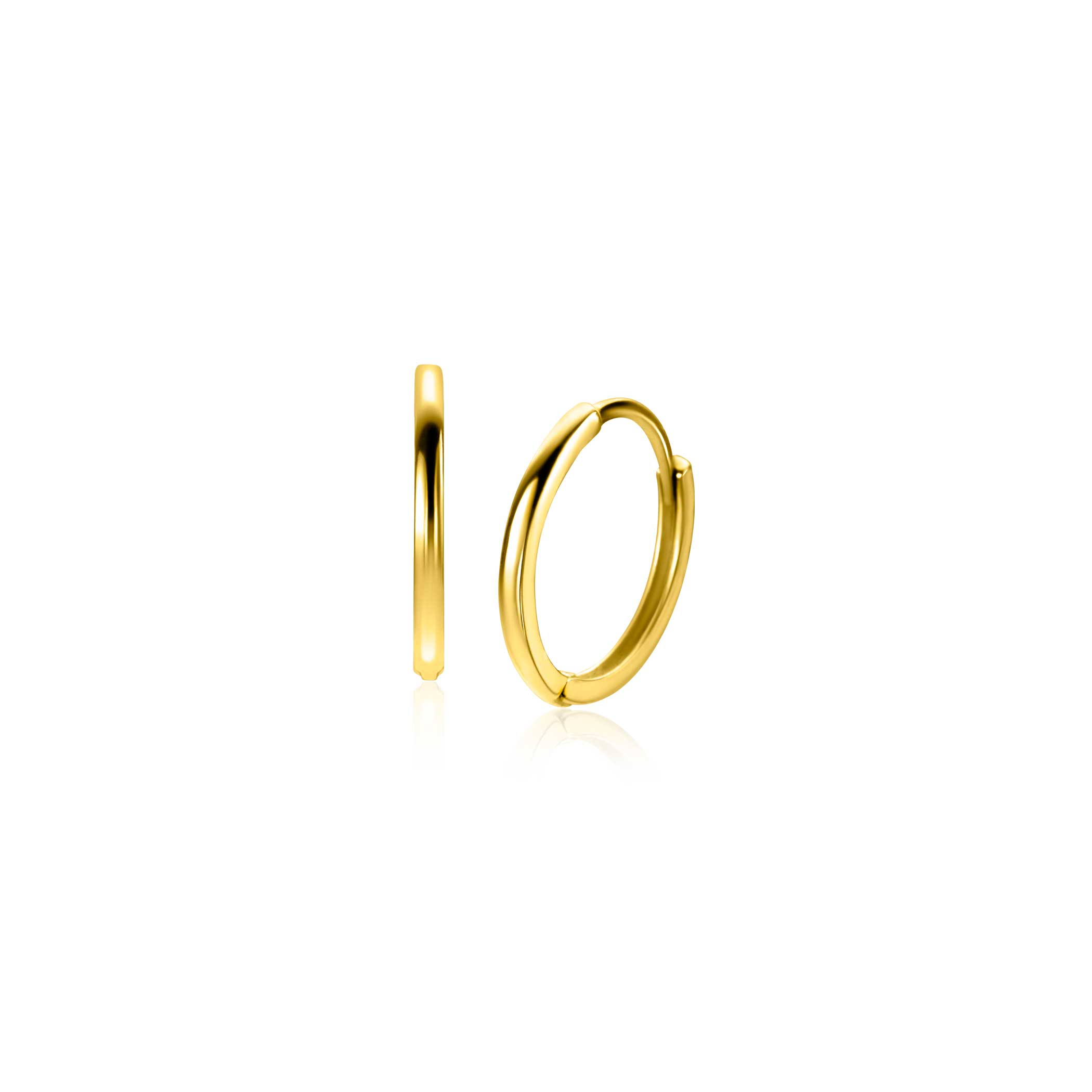 12mm ZINZI 14K Gold Hoop Earrings Small Round Tube 1,2mm width ZGO524