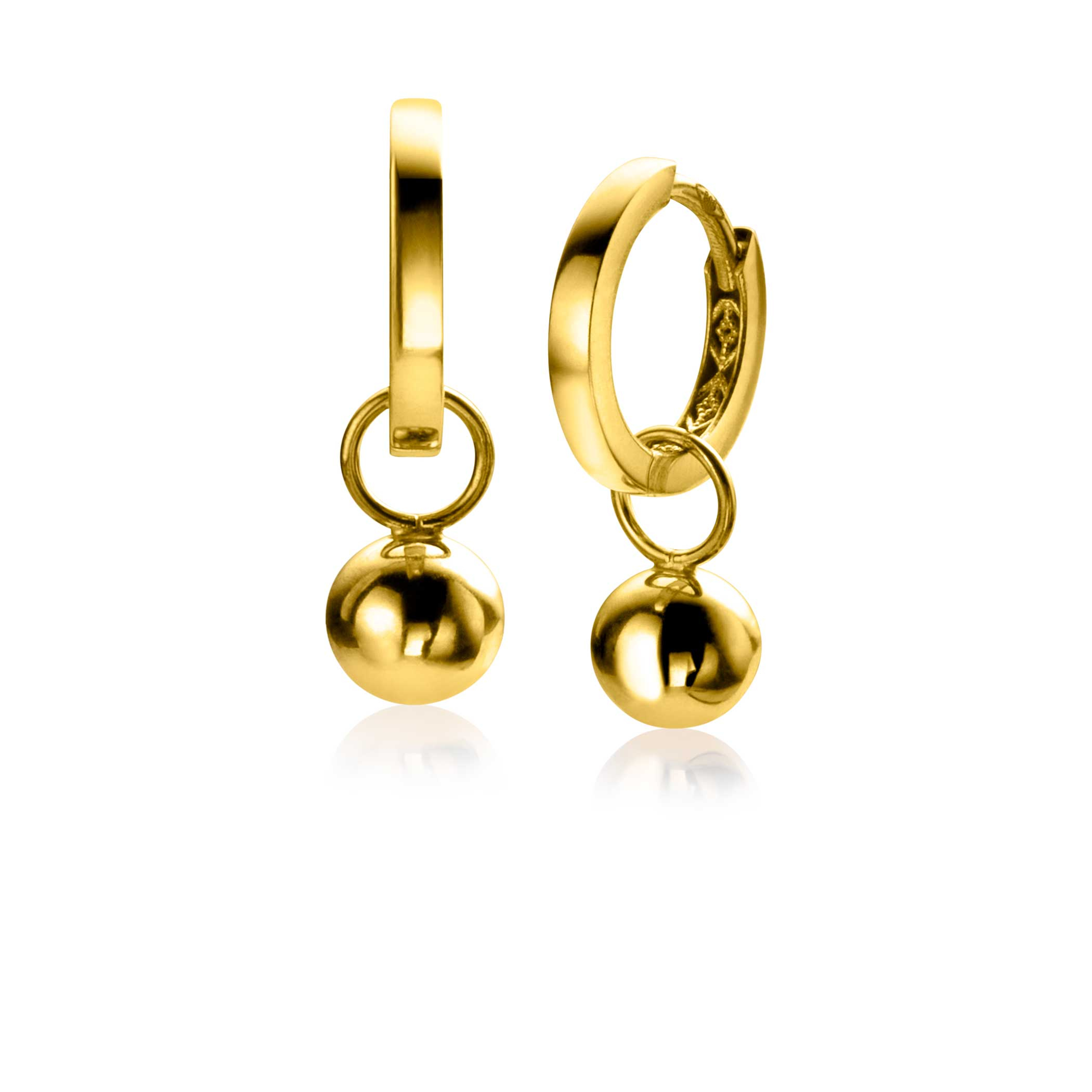 ZINZI 14K Gold Earrings Pendants Beads 6mm ZGCH392 (excl. hoop earrings)