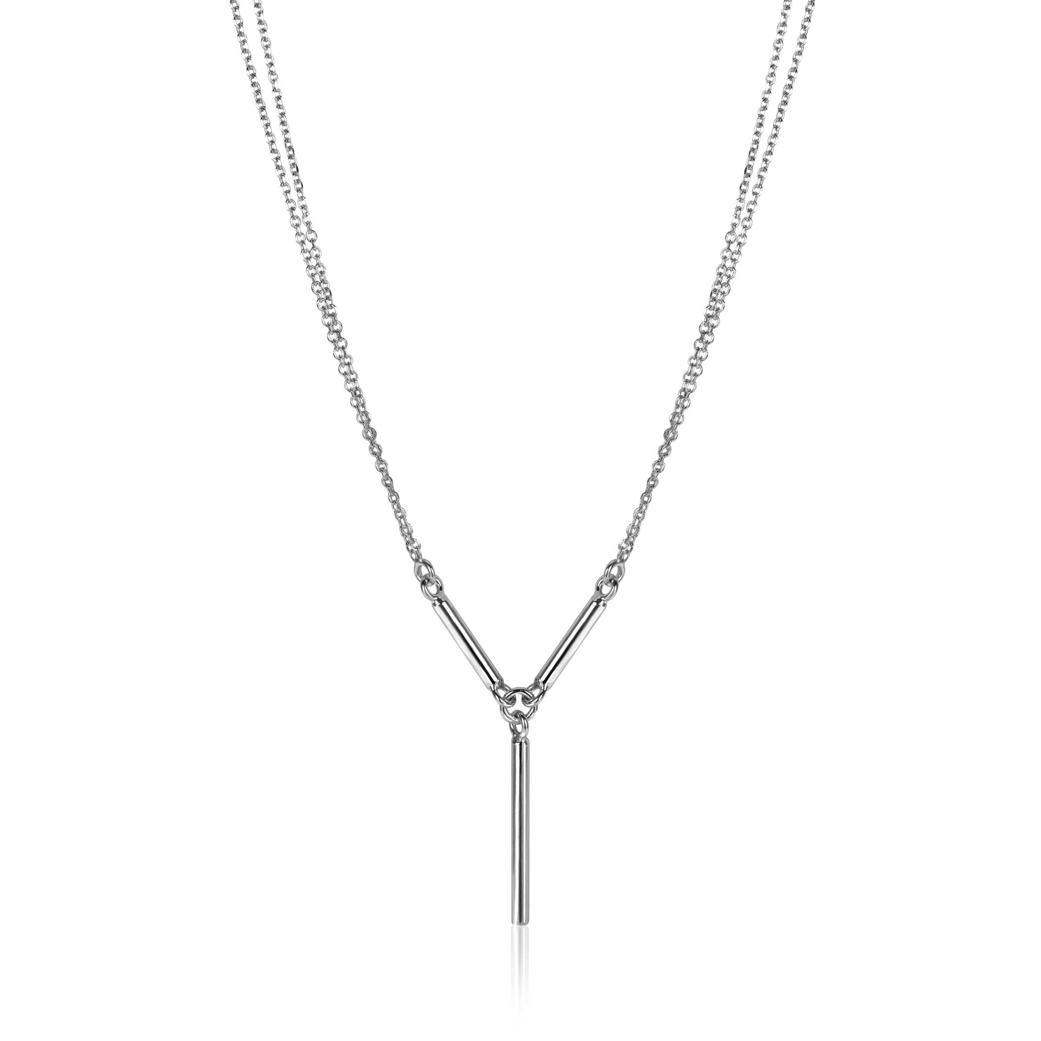 ZINZI multi-look Y-collier with double jasseron links and three shiny bars, 42-45cm, ZIC-BF106