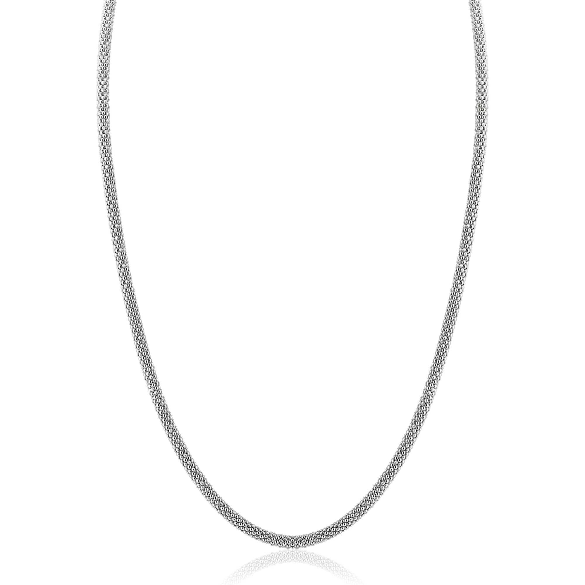 ZINZI zlv. collier fijne popcorn 3mm 42cm