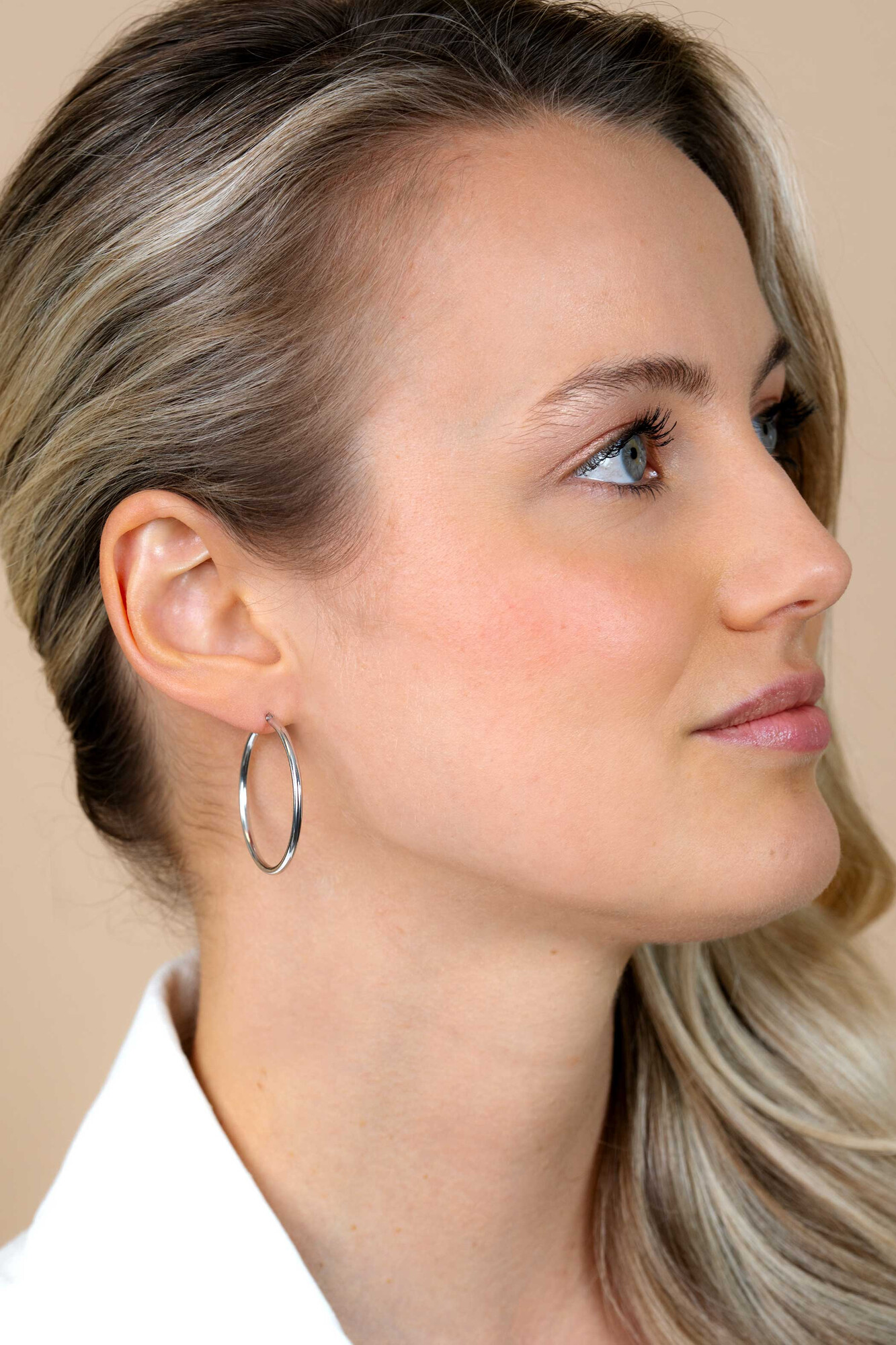 35mm ZINZI Sterling Silver Hoop Earrings 35x2mm ZIO435
