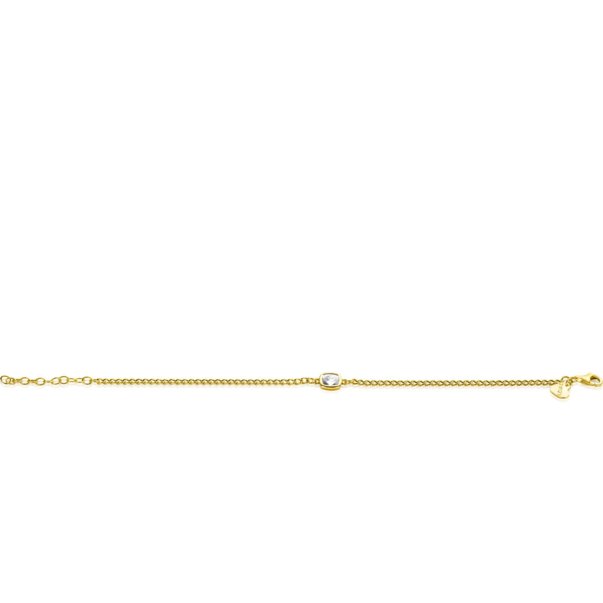 ZINZI gold plated silver gourmet bracelet with square setting white zirconia 16-19cm ZIA2417Y
