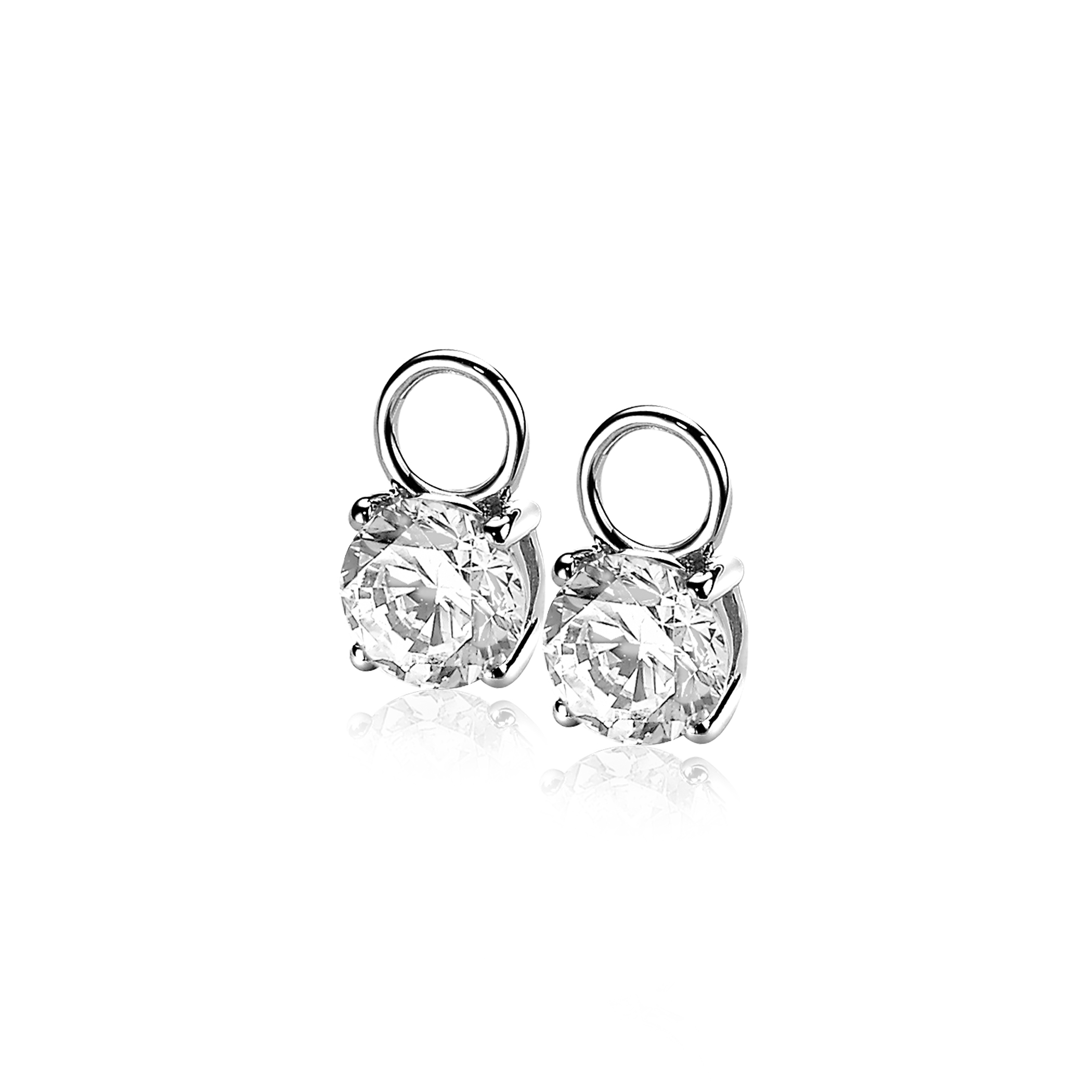 ZINZI Sterling Silver Earrings Pendants Round White ZICH1300 (excl. hoop earrings)