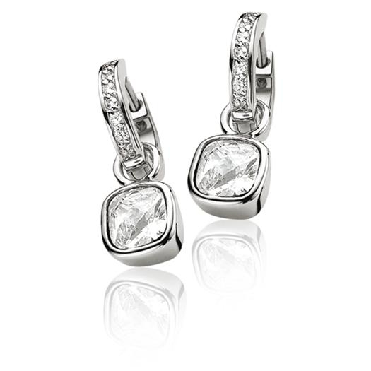 15mm ZINZI Sterling Silver Hoop Earrings White Zirconias width 3mm ZIO191Z