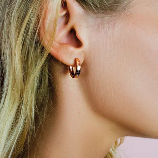 15mm ZINZI Rose Gold Plated Sterling Silver Hoop Earrings width 3mm ZIO191R