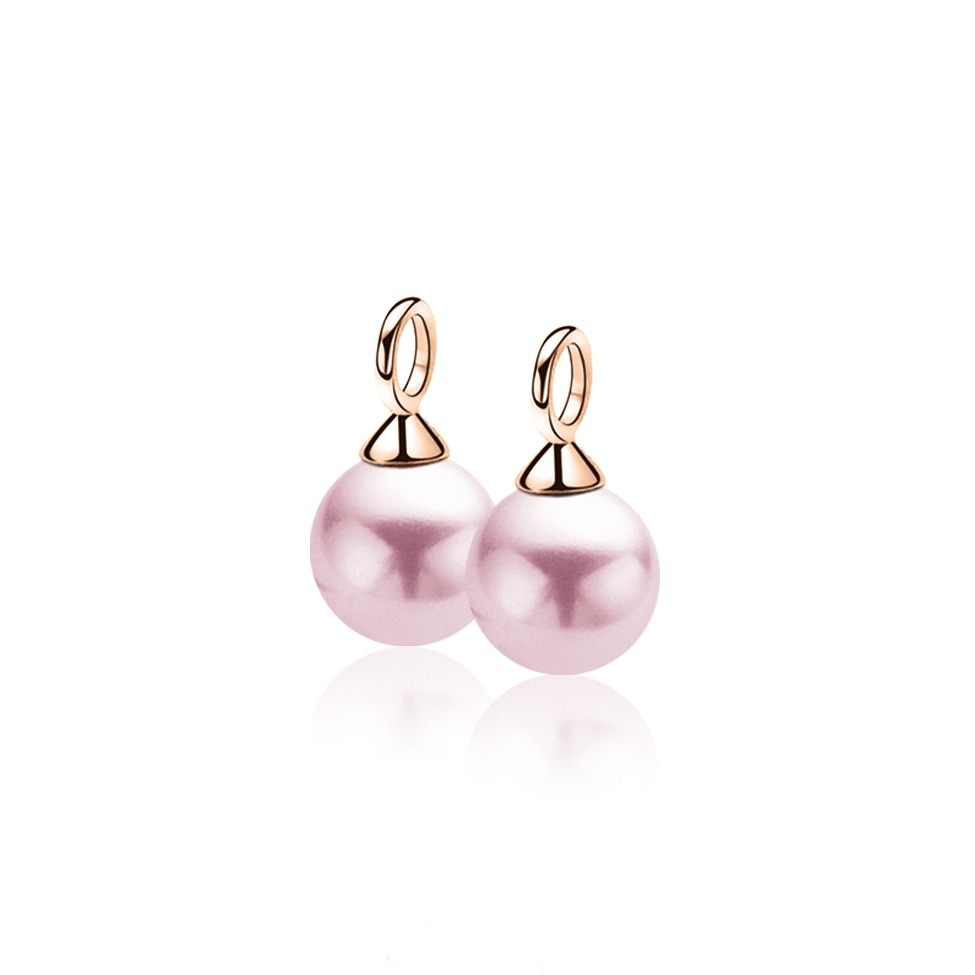 10mm ZINZI Rose Gold Plated Sterling Silver Earrings Pendants Pearl Pink ZICH266RR (excl. hoop earrings)