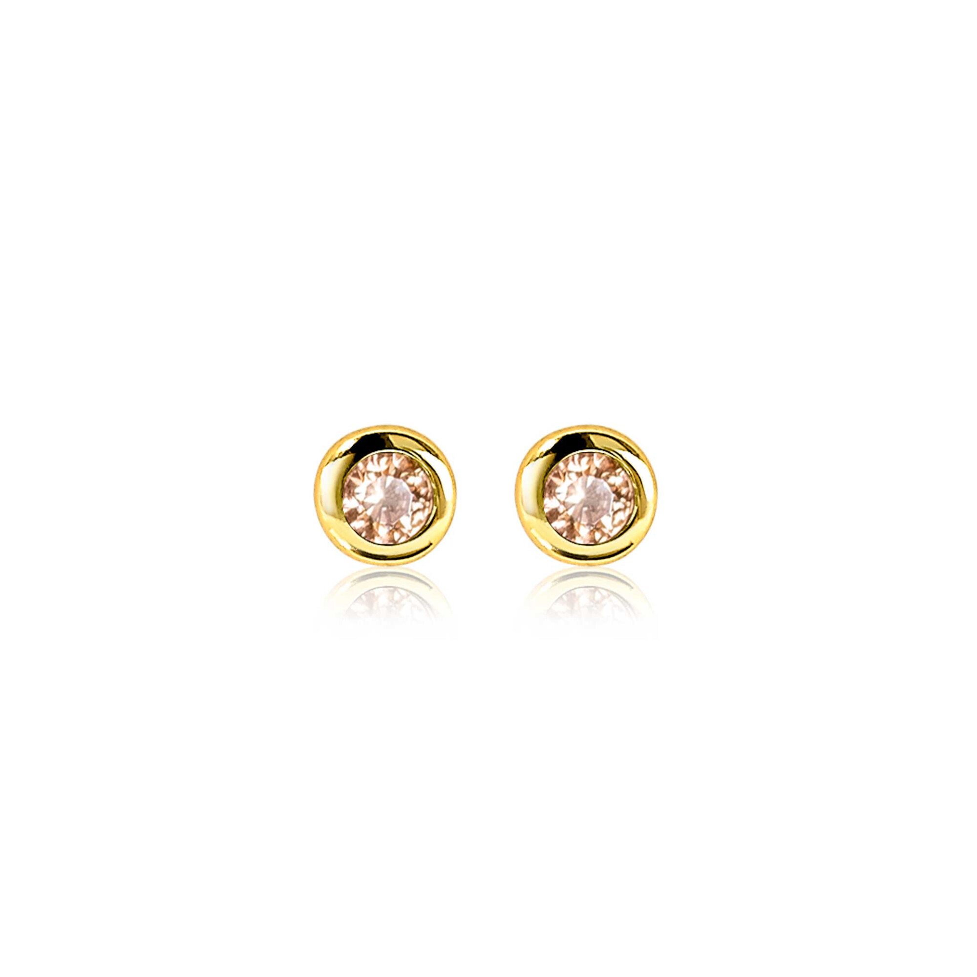 NOVEMBER Stud Earrings 4mm Gold Plated with Birthstone Yellow Citrine Zirconia