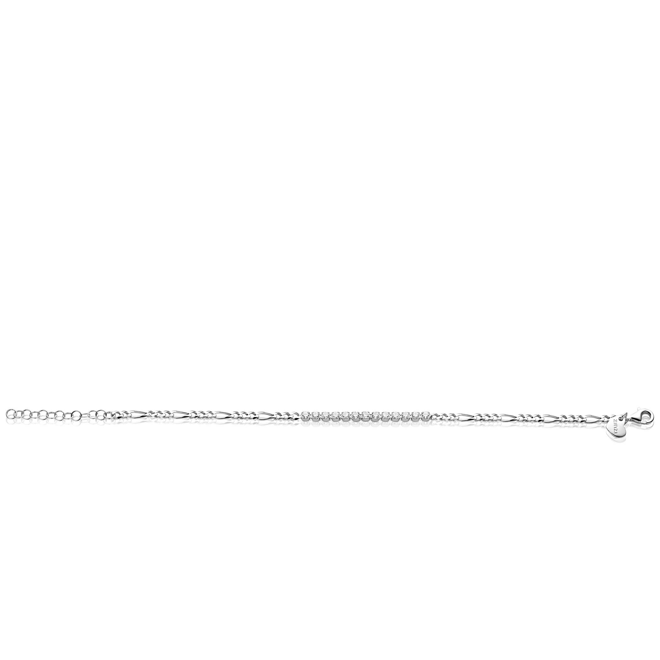 ZINZI zlv. armband fig.met tussenstuk zirconia's