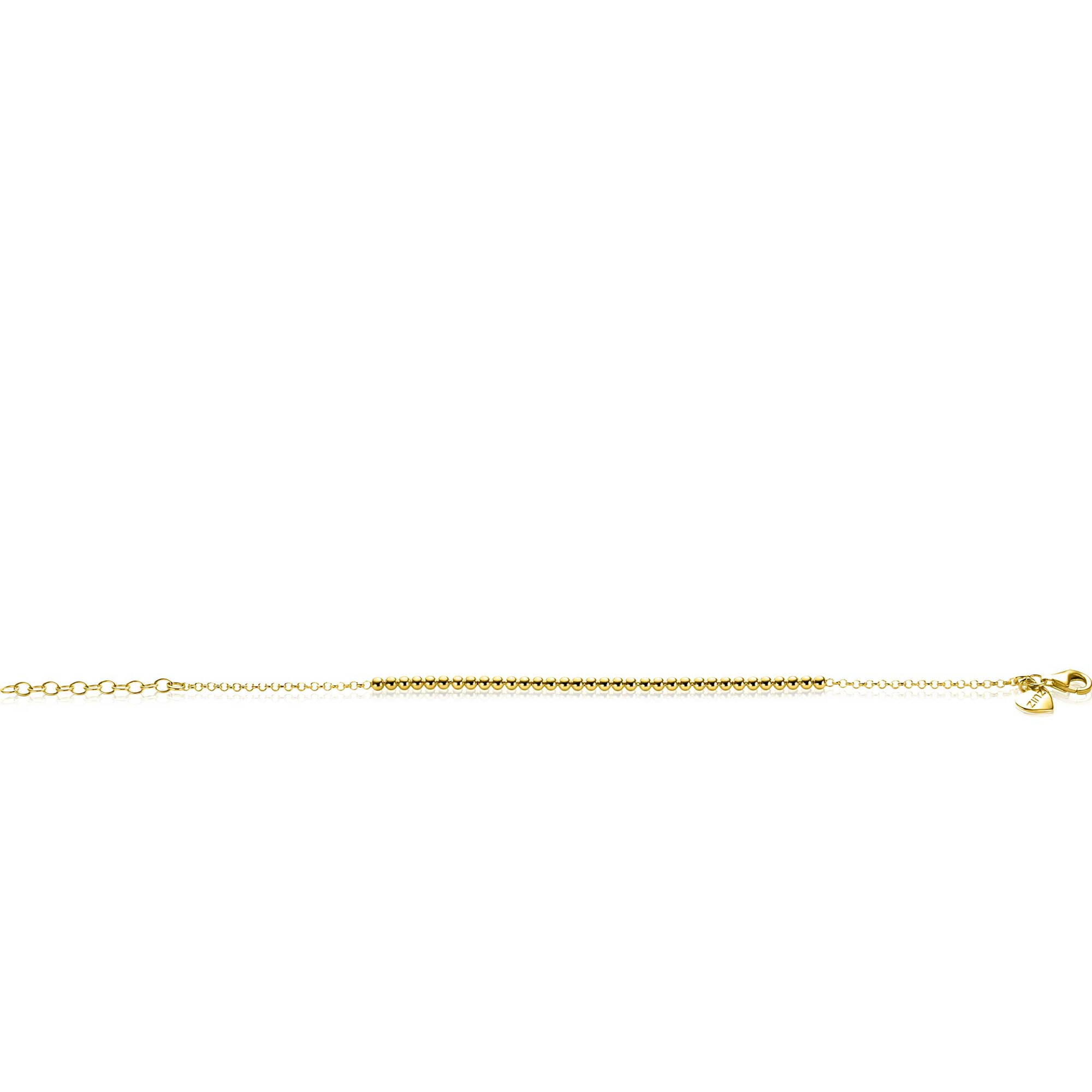 ZINZI gold plated silver jasseron bracelet with bead links (2.5mm wide) in the middle 16-19cm ZIA2640G