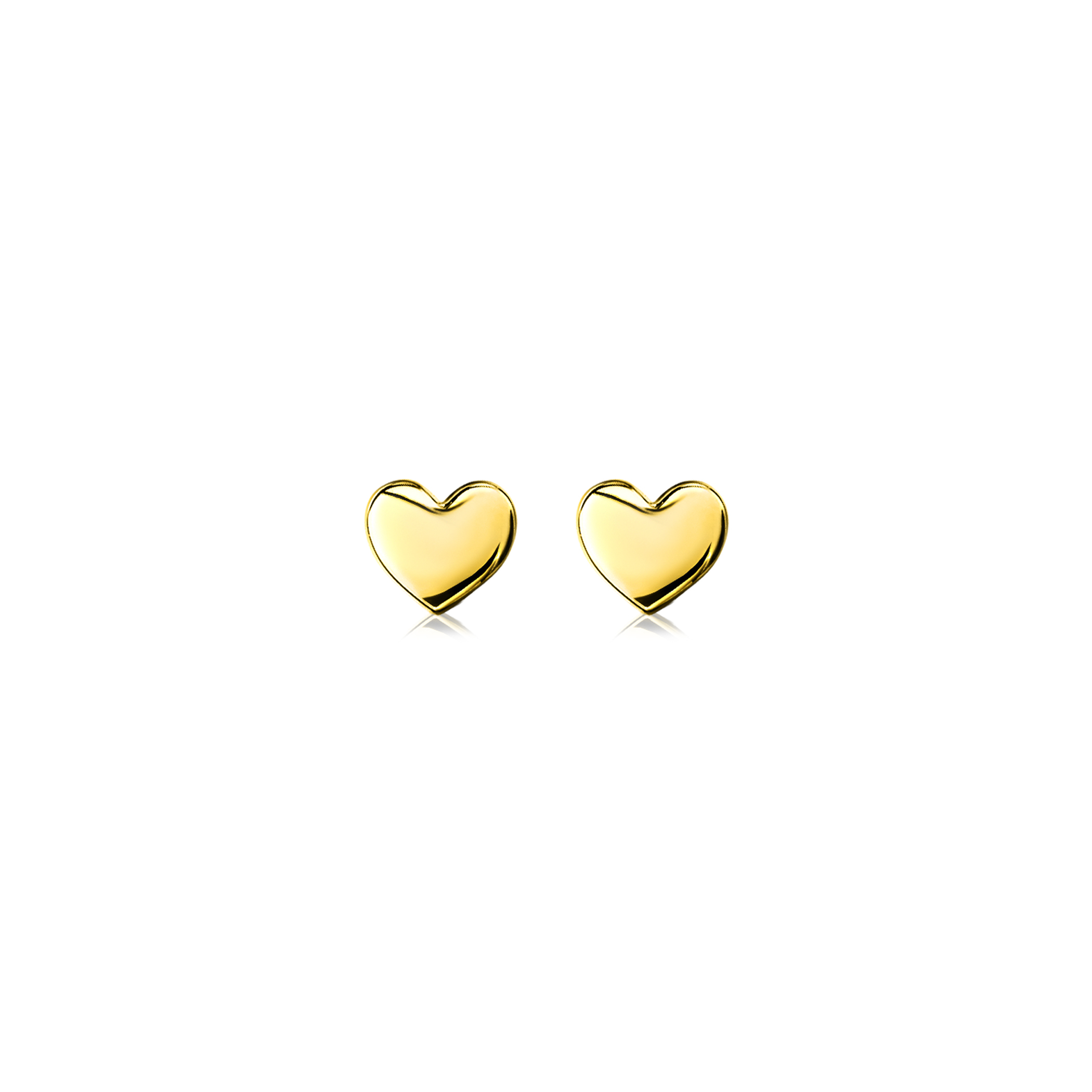 6mm ZINZI Gold Plated Sterling Silver Stud Earrings Heart ZIO1378G