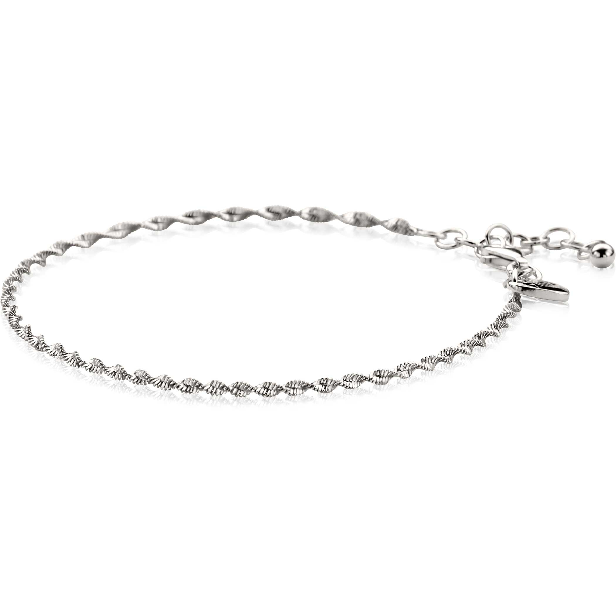 ZINZI silver singapore bracelet with sparkling twisted links 1.9mm wide 17-20cm ZIA2585.
