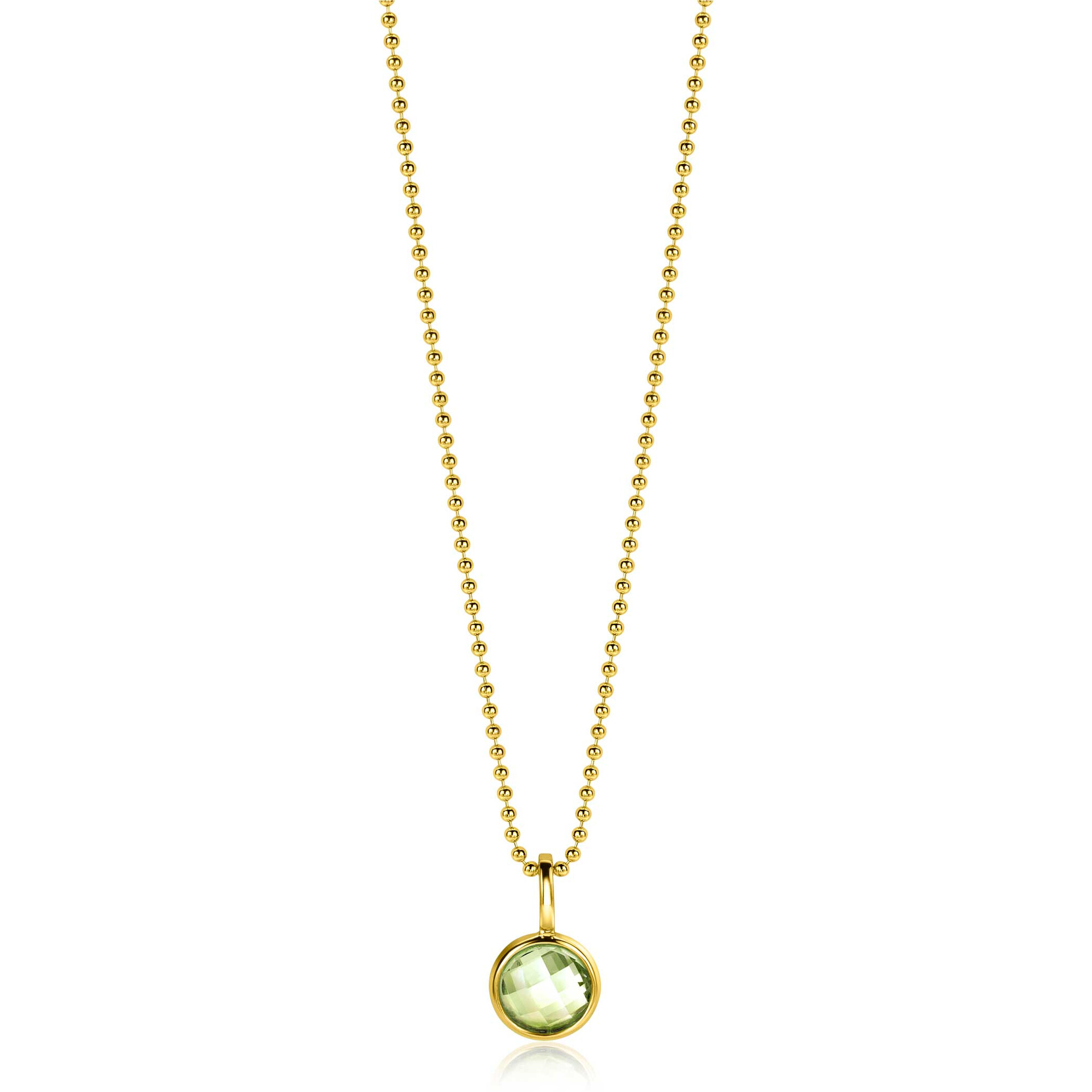 AUGUST Pendant 8mm Gold Plated Birthstone Green Peridot Zirconia (excl. necklace)