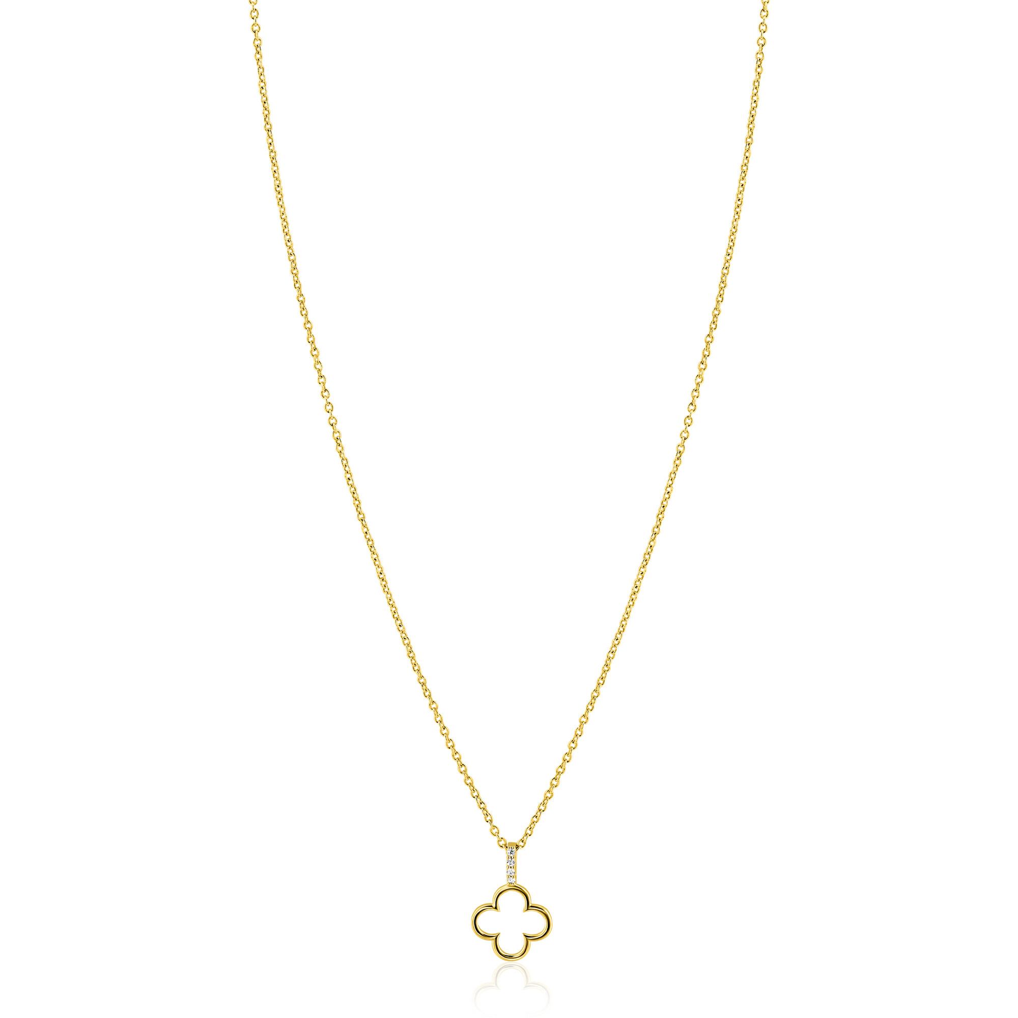 ZINZI zlv.collier gg.verg.hanger open klaver/oog zirc.