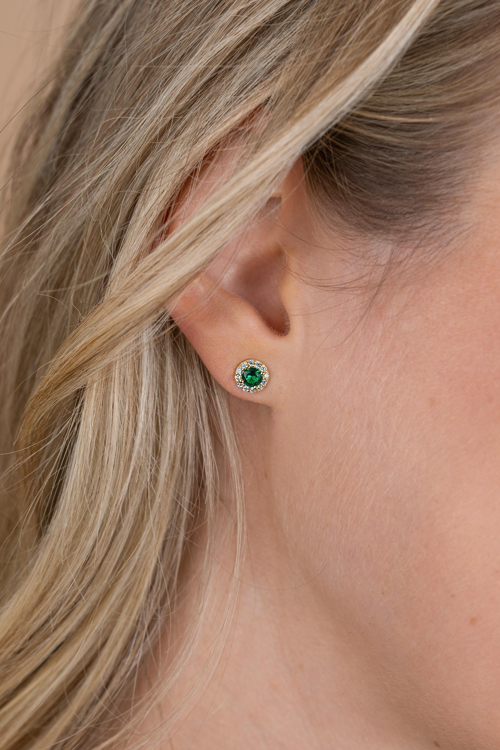 ZINZI zlv. oorknopjes gg.verg.entourage groen/zirc.