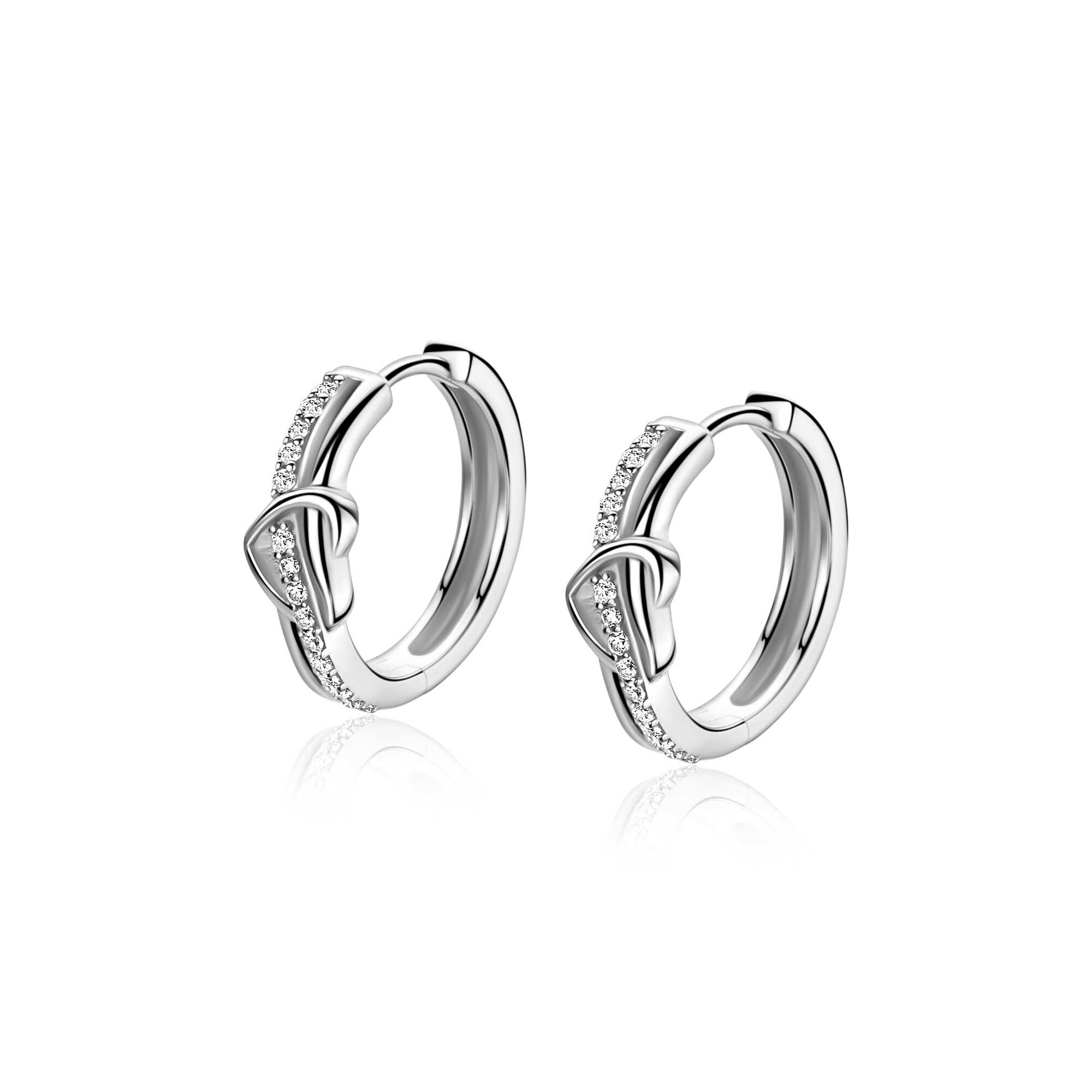 ZINZI zlv. oorringen golf met hart en zirconia's