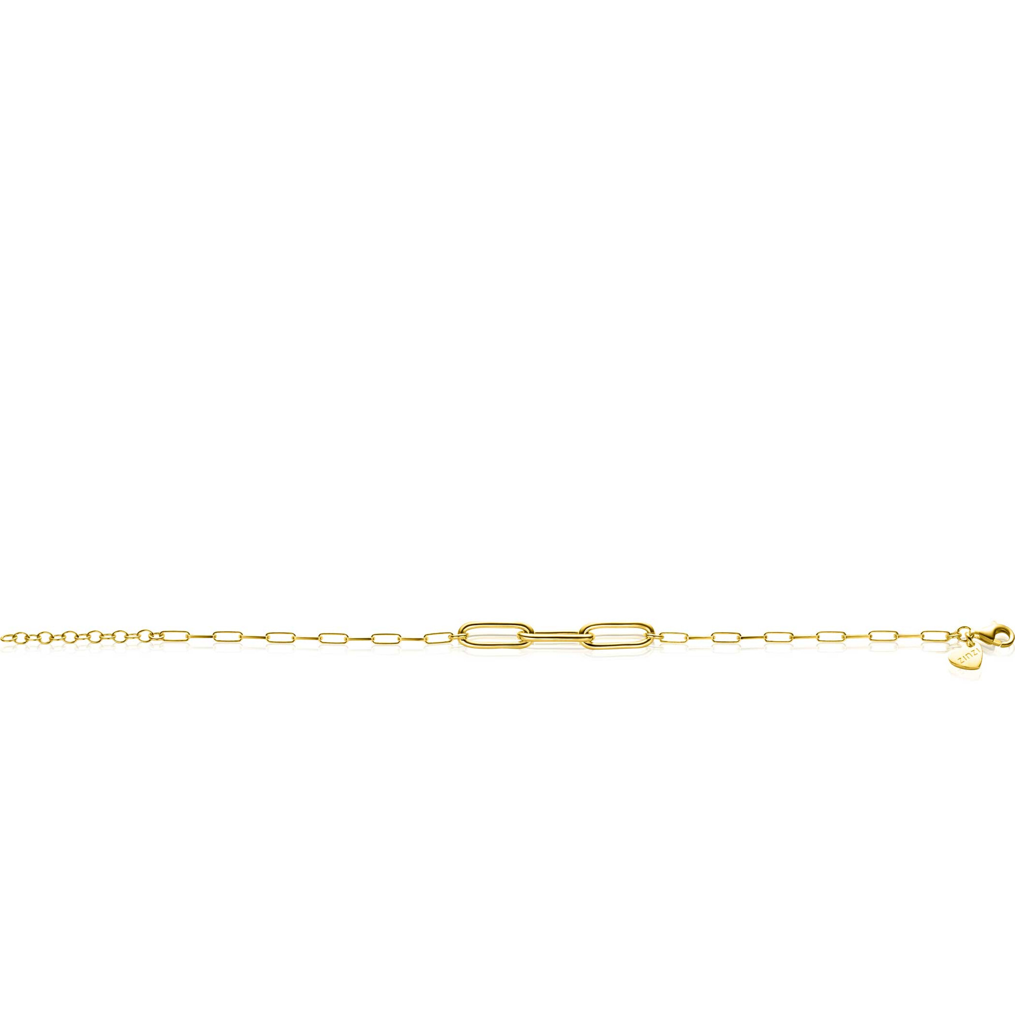 ZINZI Gold Plated Sterling Silver Chain Bracelet with 3 Large Oval Chains 16,5-19,5cm ZIA2522