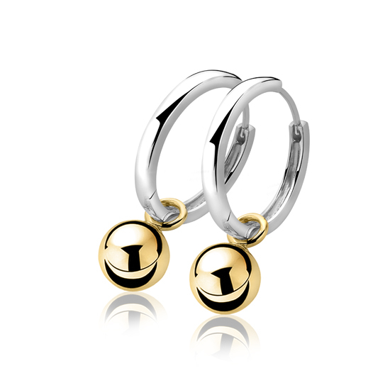 10mm ZINZI Gold Plated Sterling Silver Earrings Pendants Bead ZICH716G