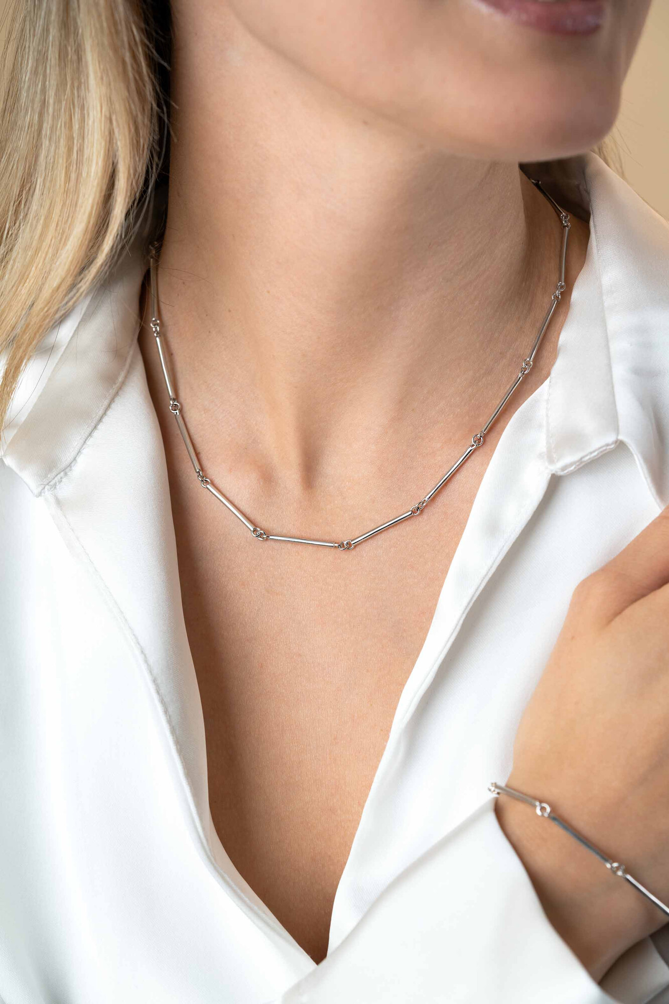 ZINZI Sterling Silver Necklace with Long Shiny Bars (21mm) 41-45cm ZIC2539