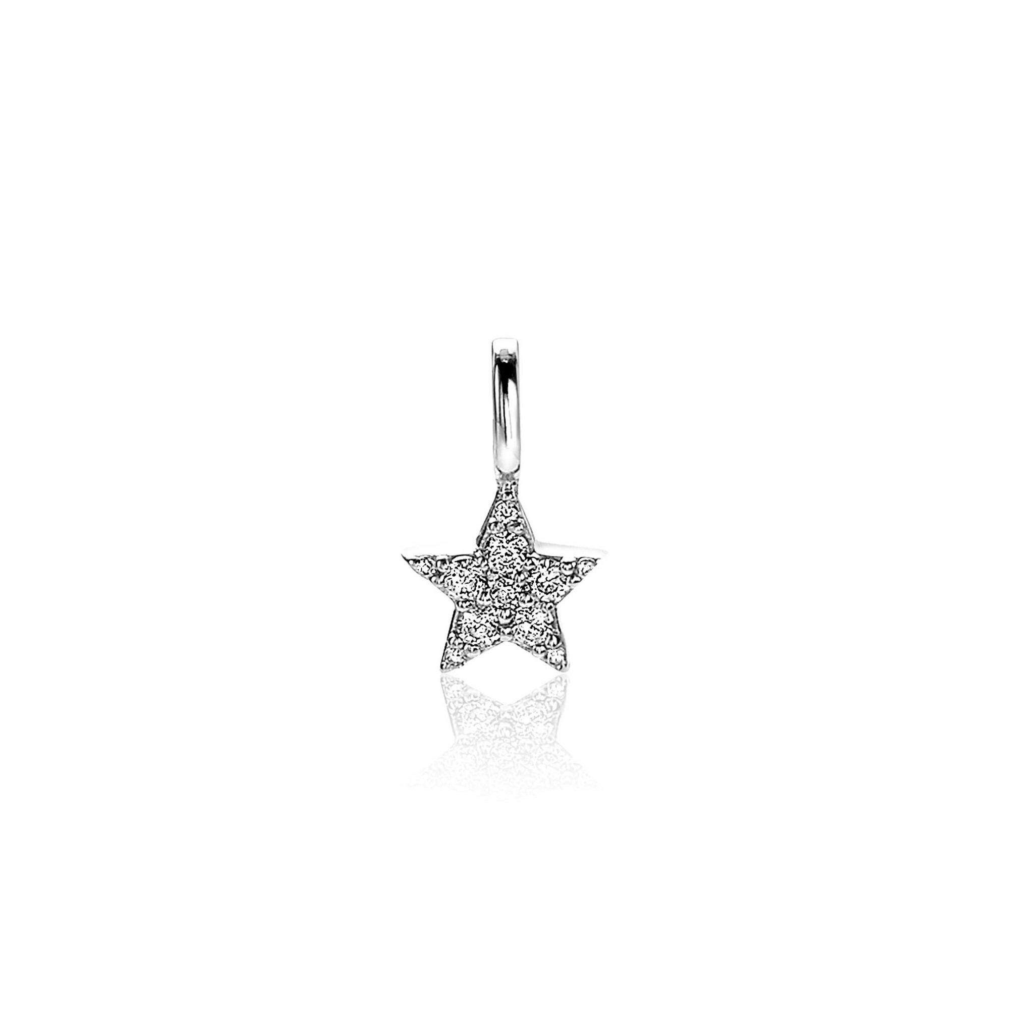 13mm ZINZI Sterling Silver Star Pendant White ZIH2138 (excl. necklace)