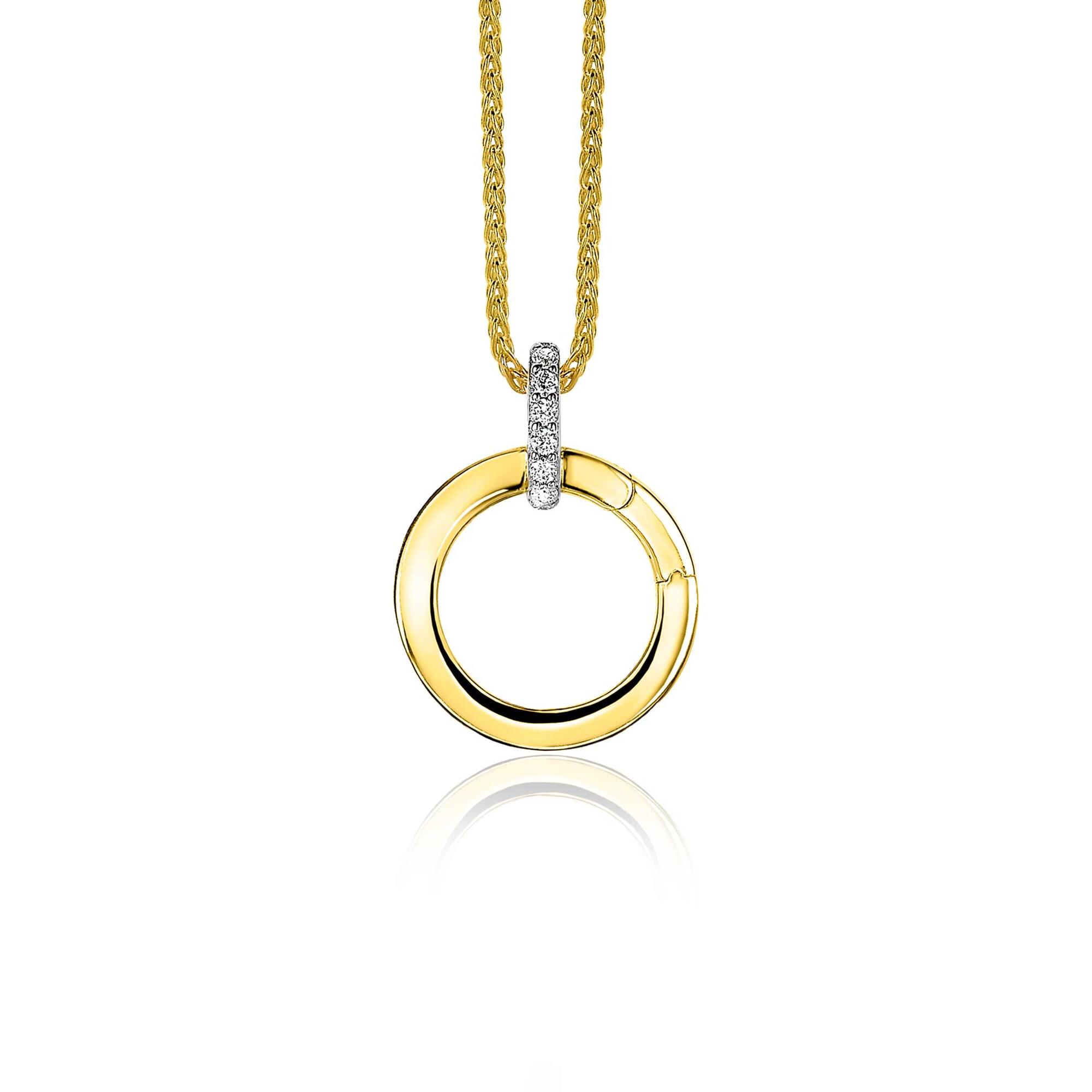 17mm ZINZI gold plated silver round pendant with clasp ZIH2060Y (without necklace)