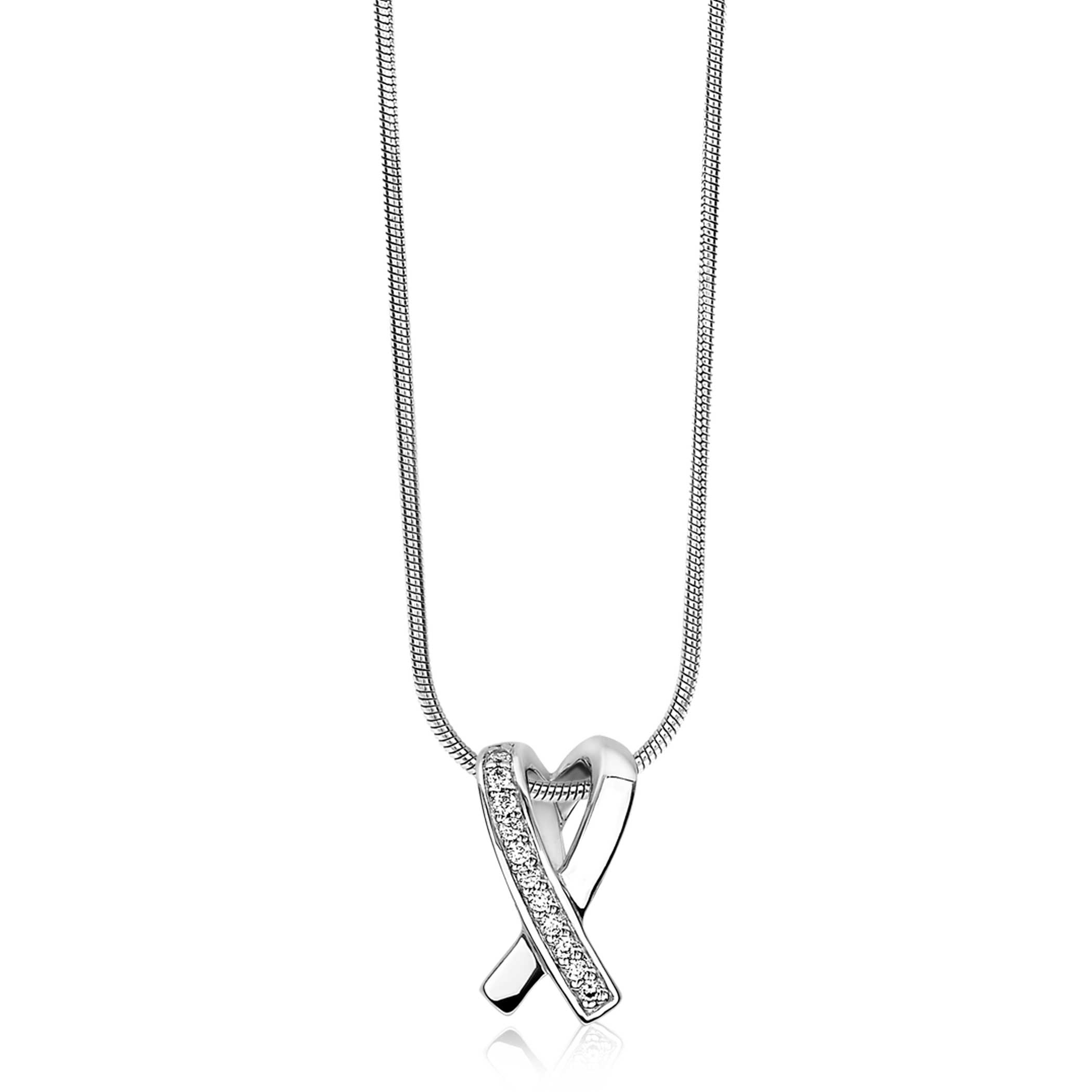 ZINZI Sterling Silver Pendant Crossover White ZIH1625
