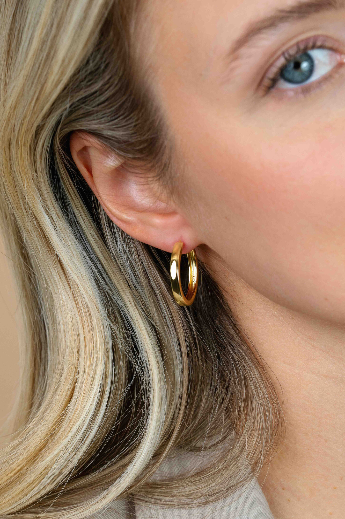24mm ZINZI Gold Plated Sterling Silver Hoop Earrings width 3mm ZIO192G
