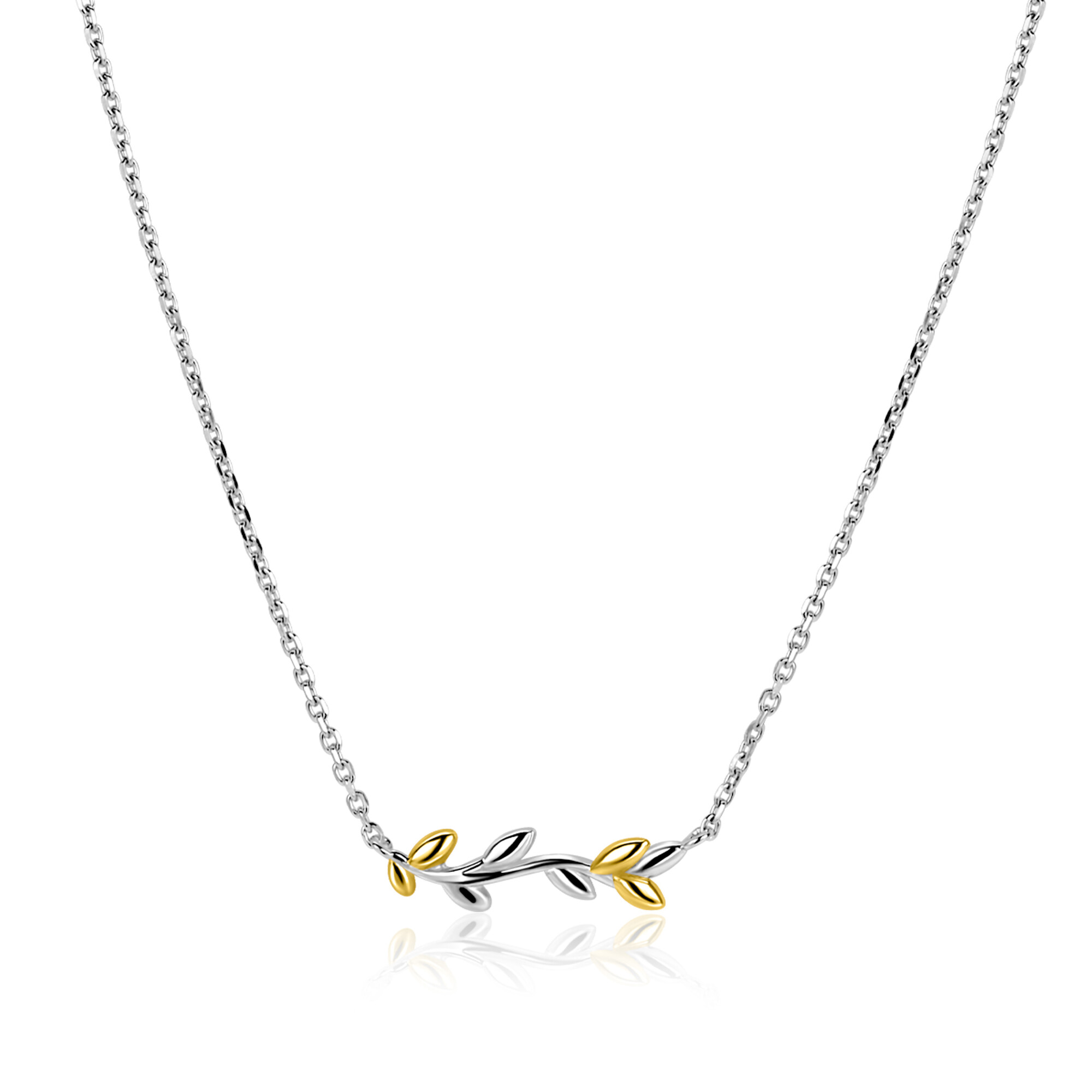 ZINZI zlv.collier met takje bicolor 42/44cm