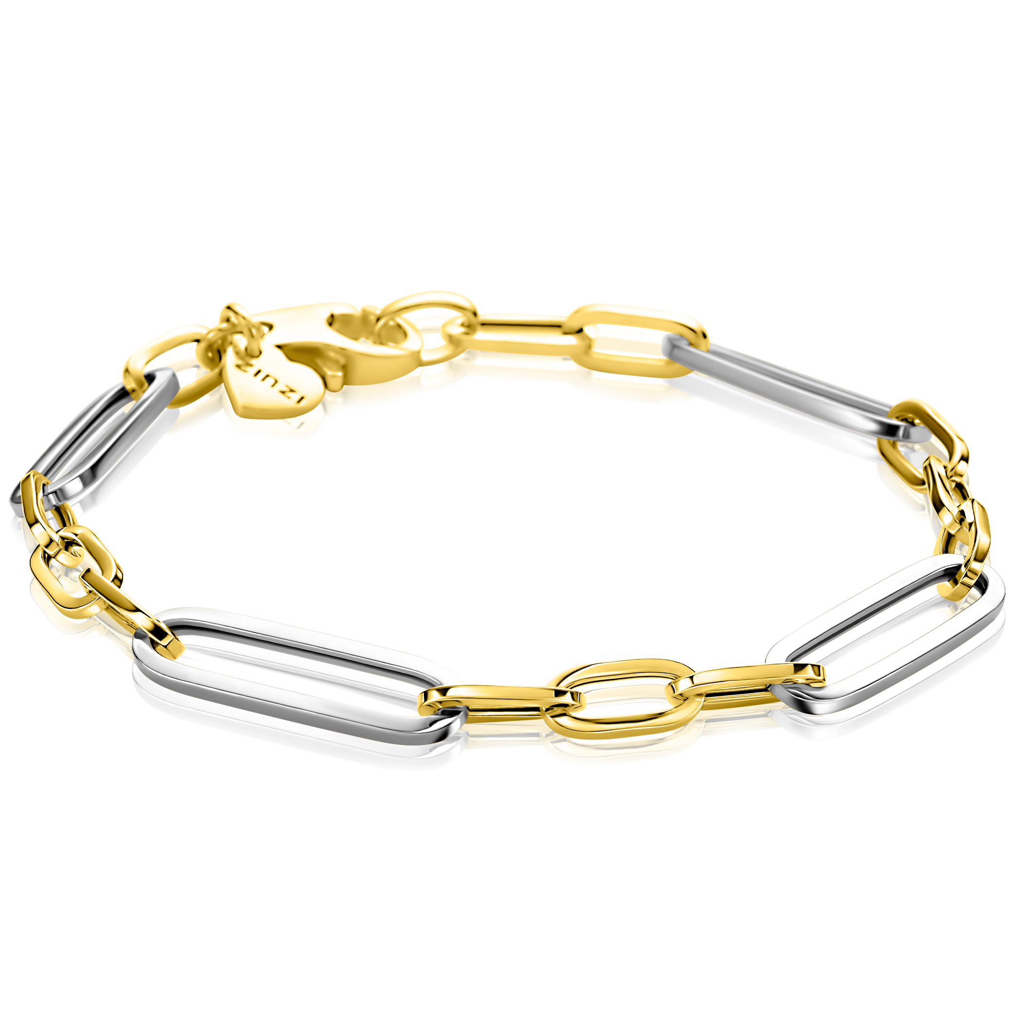 ZINZI zlv. armband bicolor met ovale schakels