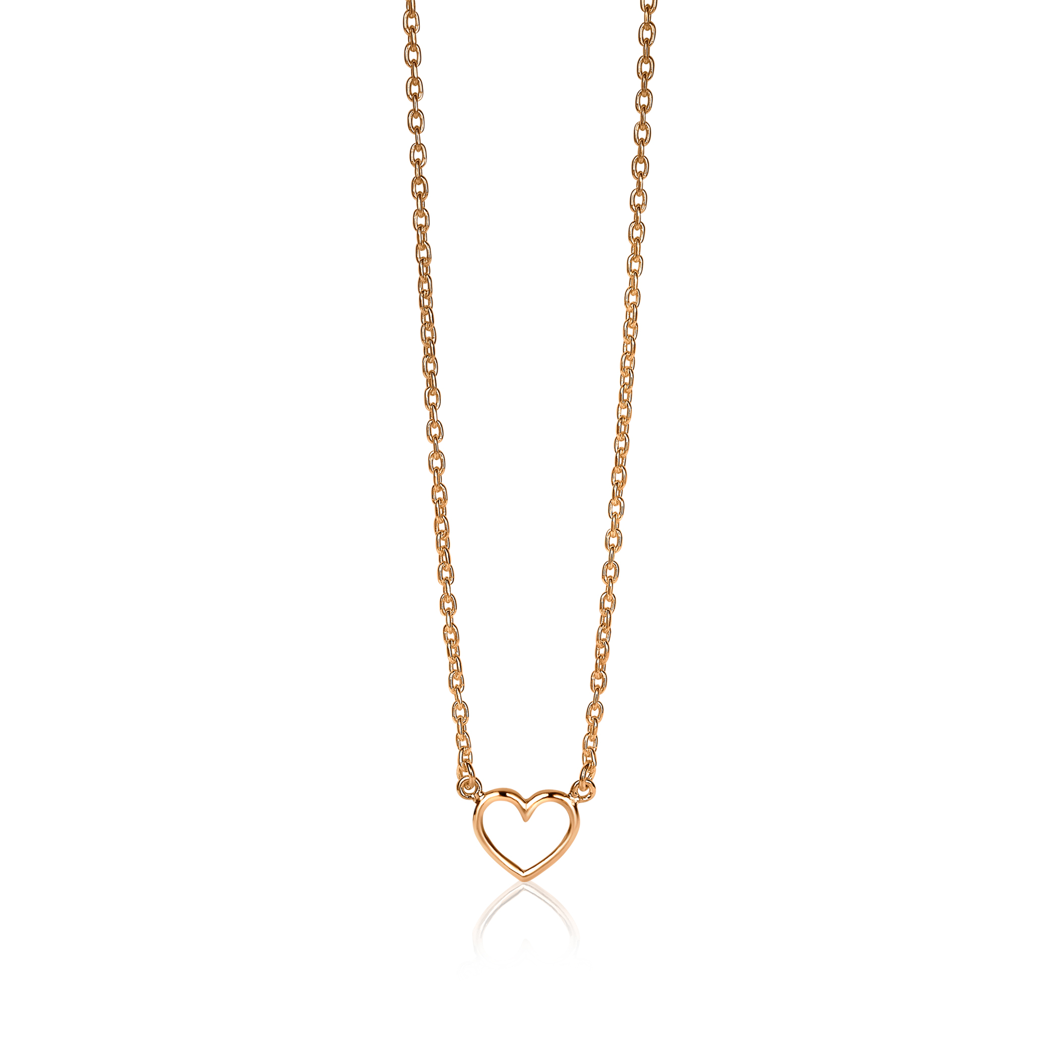ZINZI Rose Gold Plated Sterling Silver Necklace Open Heart ZIC1420R