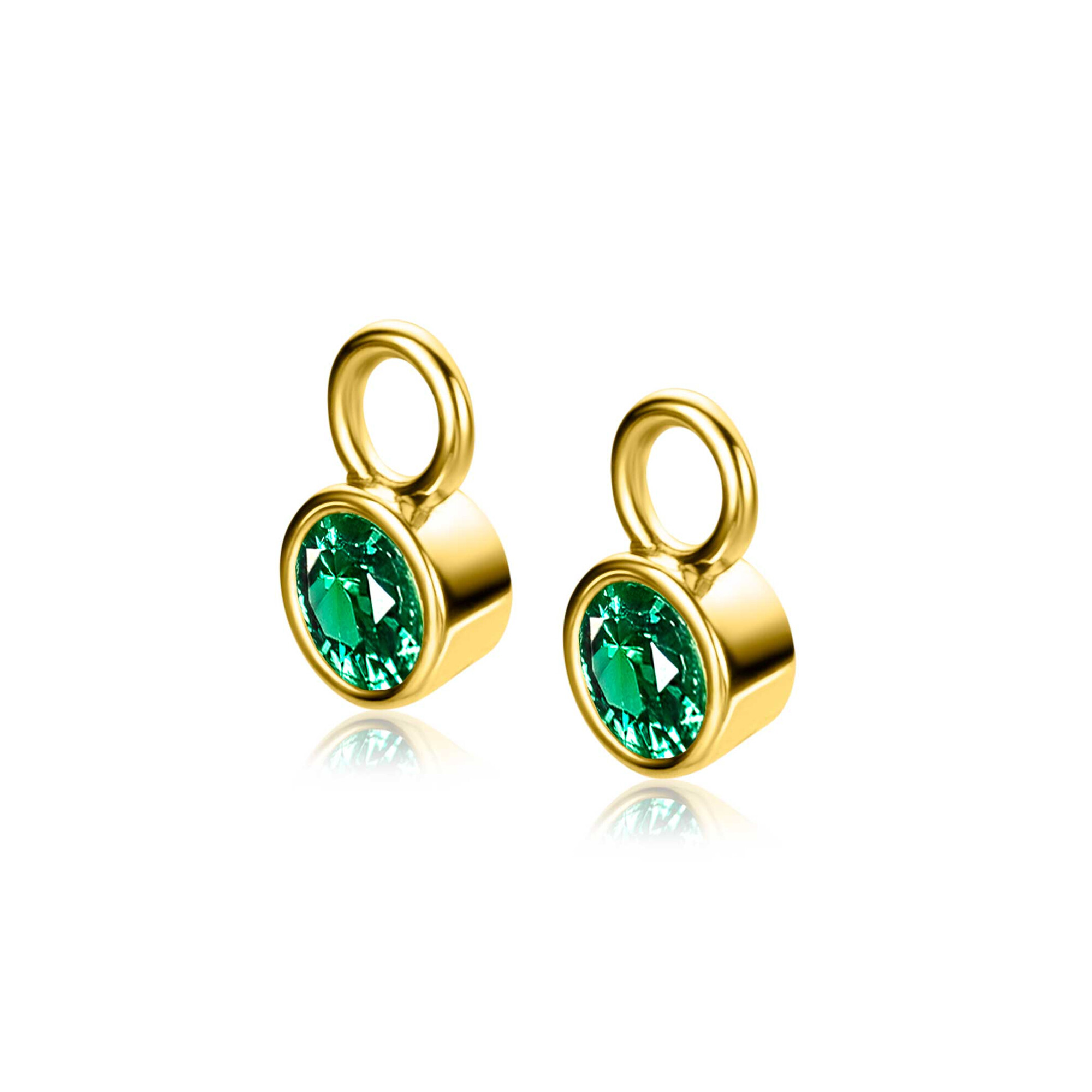 May Earrings Pendants Gold Plated with Birthstone Green Emerald Zirconia (excl. hoop earrings)