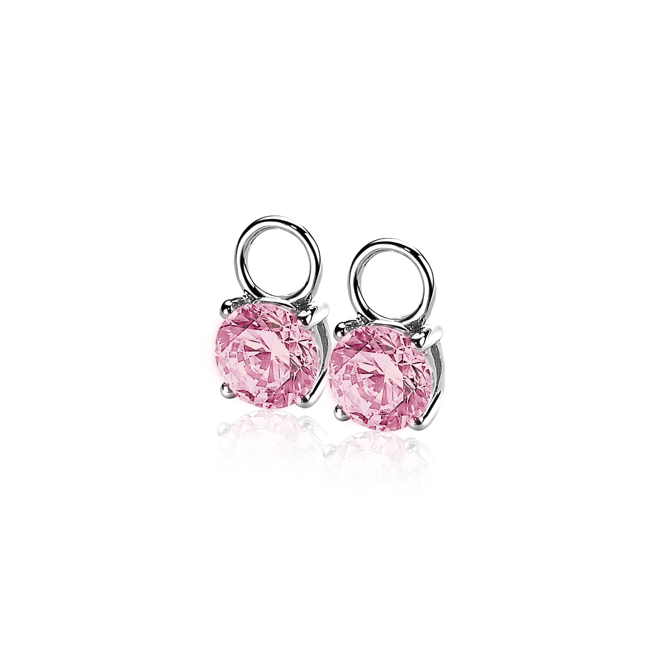 ZINZI Sterling Silver Earrings Pendants Round Pink ZICH1300R (excl. hoop earrings)