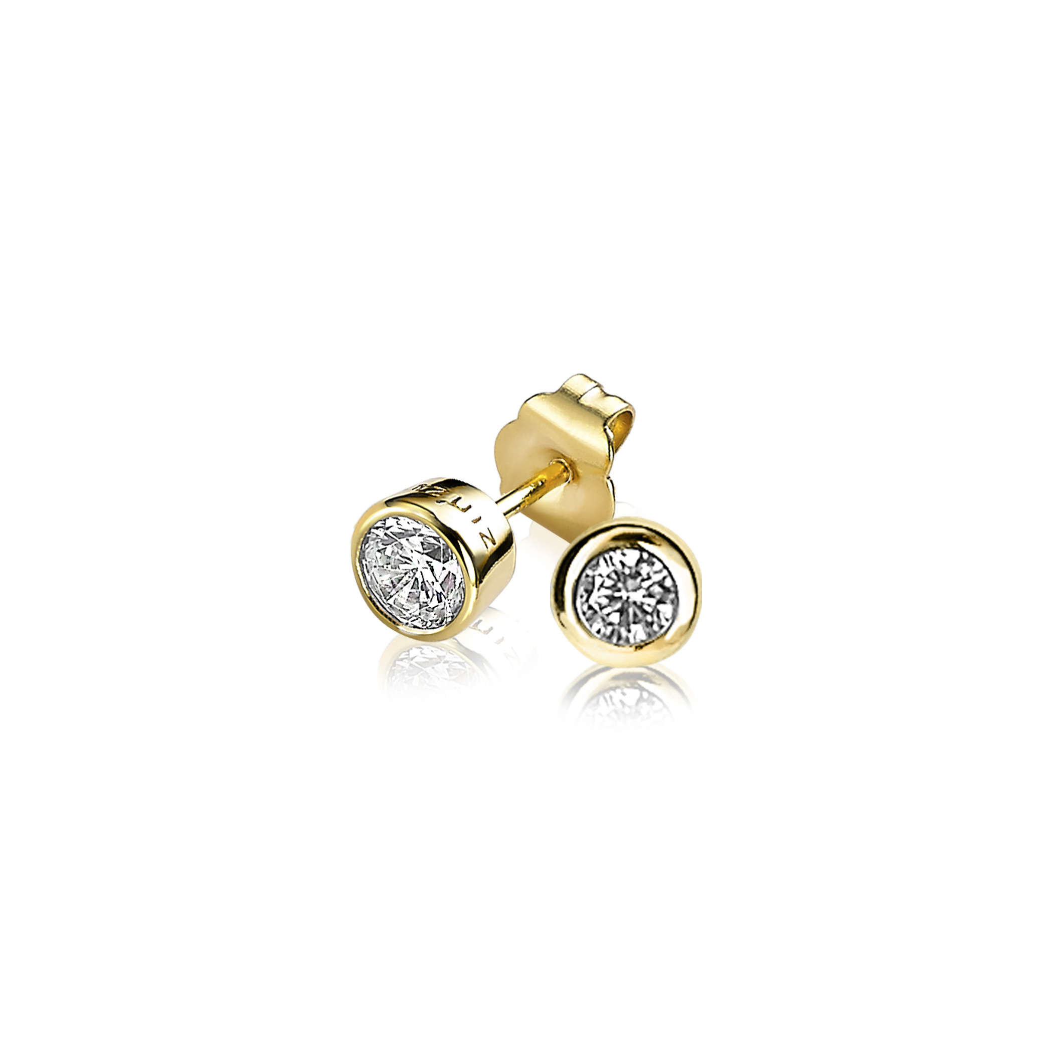 ZINZI Gold Plated Sterling Silver Stud Earrings Round White ZIO322Y