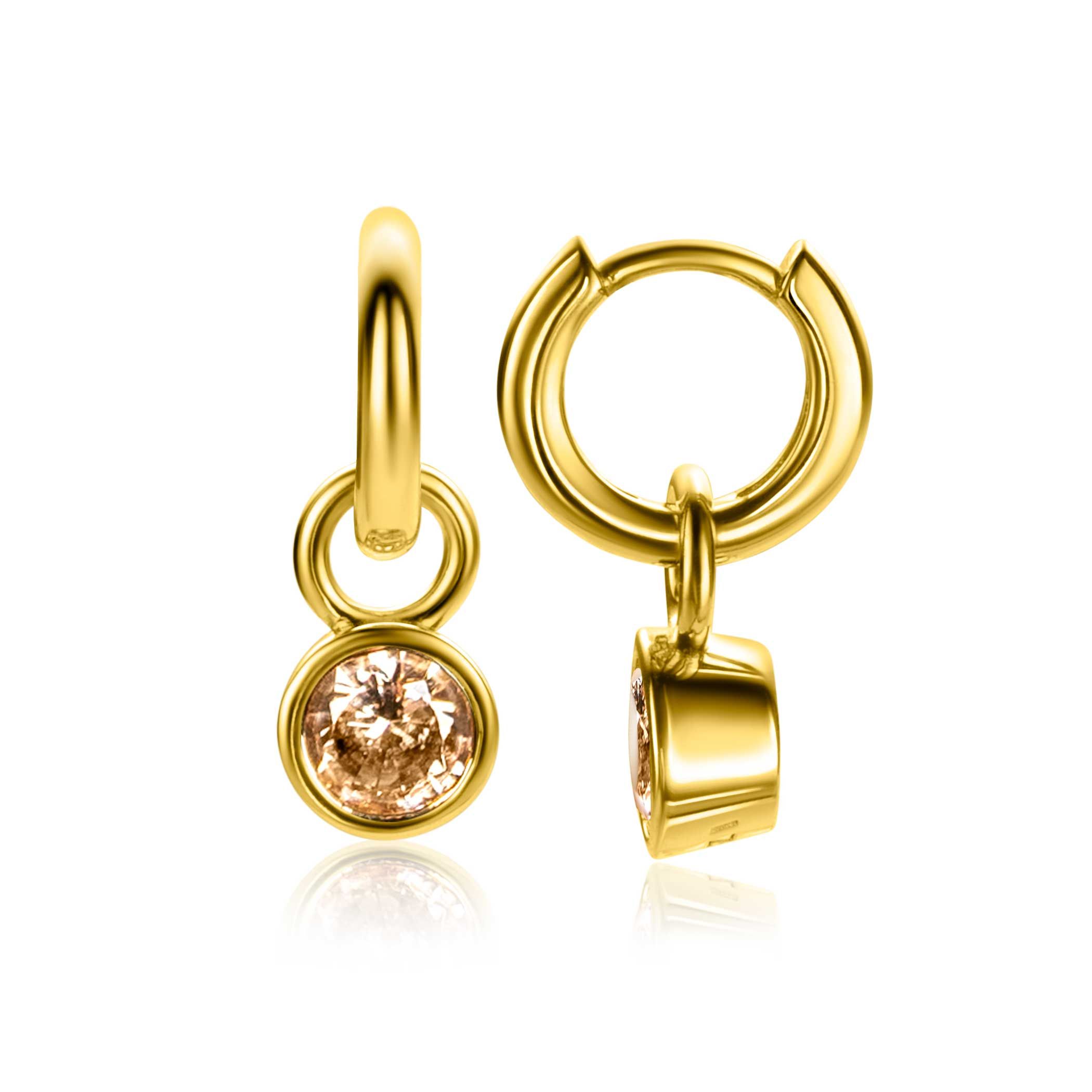 NOVEMBER Earrings Pendants Gold Plated with Birthstone Yellow Citrine Zirconia (excl. hoop earrings)