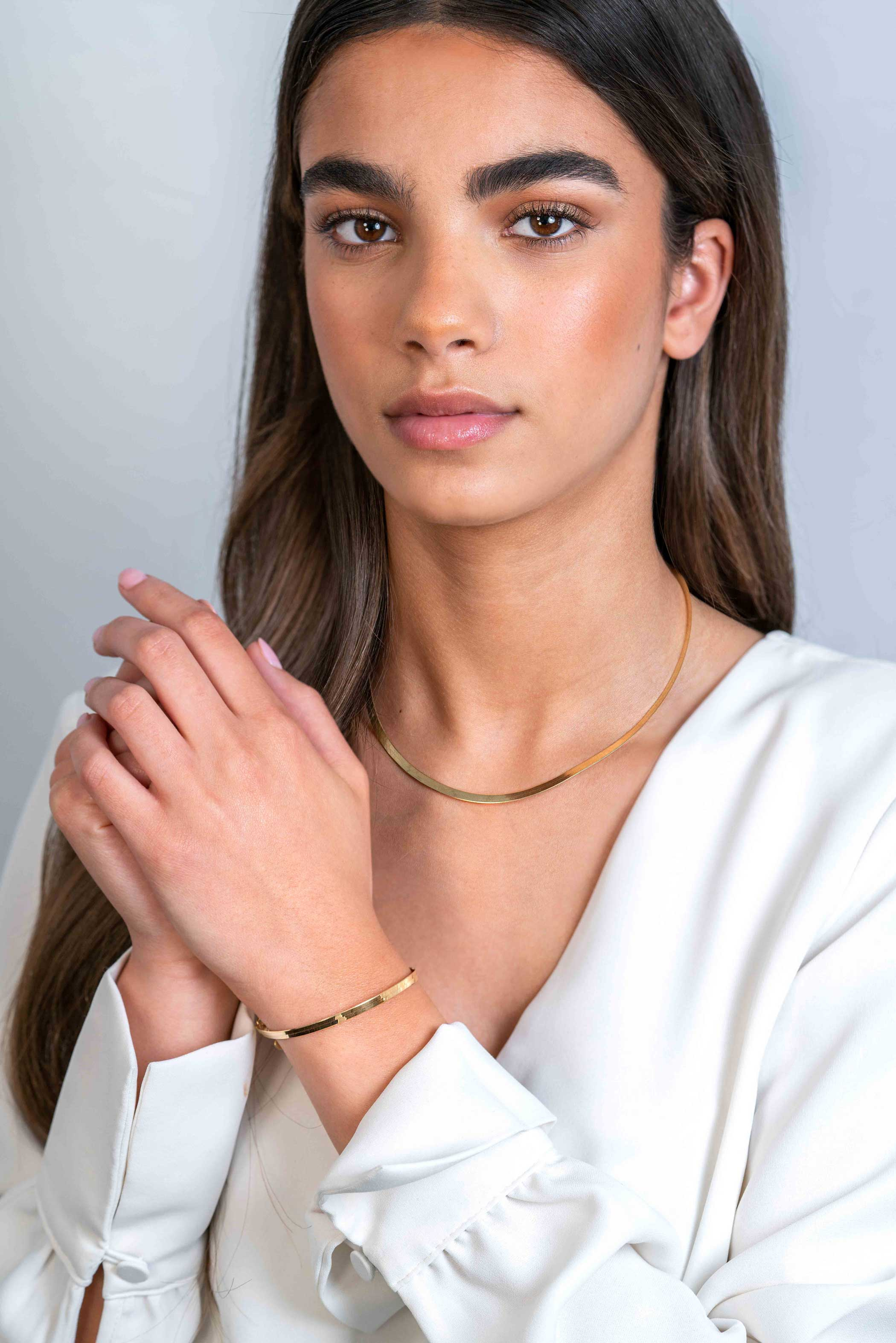 ZINZI Gold Plated Sterling Silver Flat Snake Chain Bracelet width 3,5mm ZIA2292G