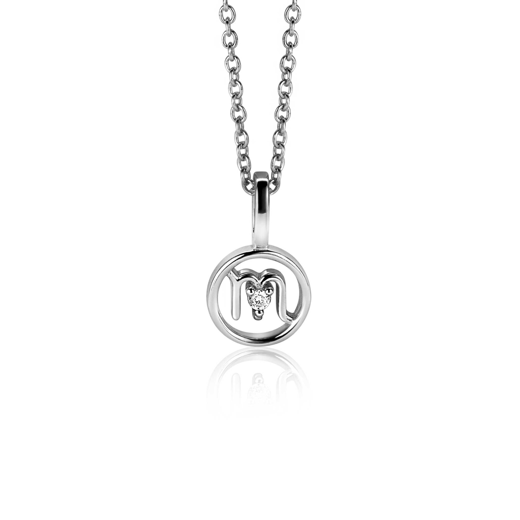 9mm ZINZI silver Scorpio zodiac sign pendant set with white zirconias ZIH-SCH (without necklace)