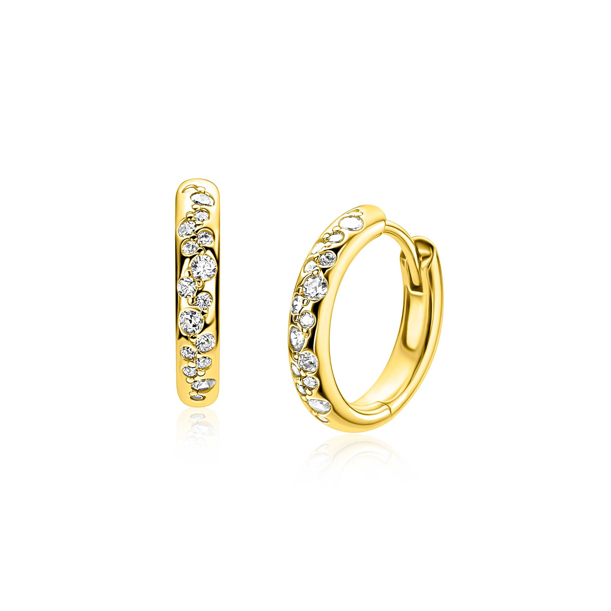 ZINZI zlv. oorringen gg.verg. met zirconia's pave